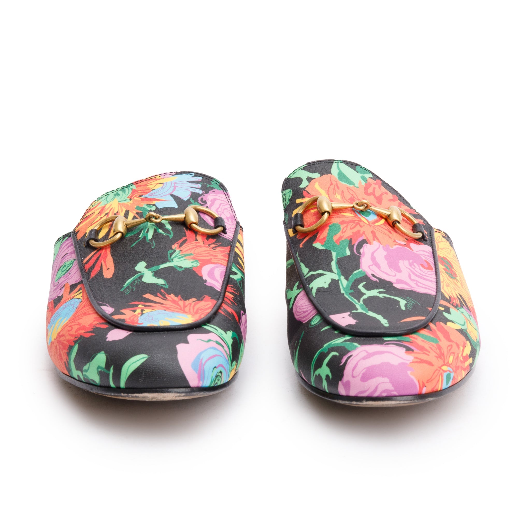 Gucci x Ken Scott Floral Princetown Horsebit Mules, Size 36.5