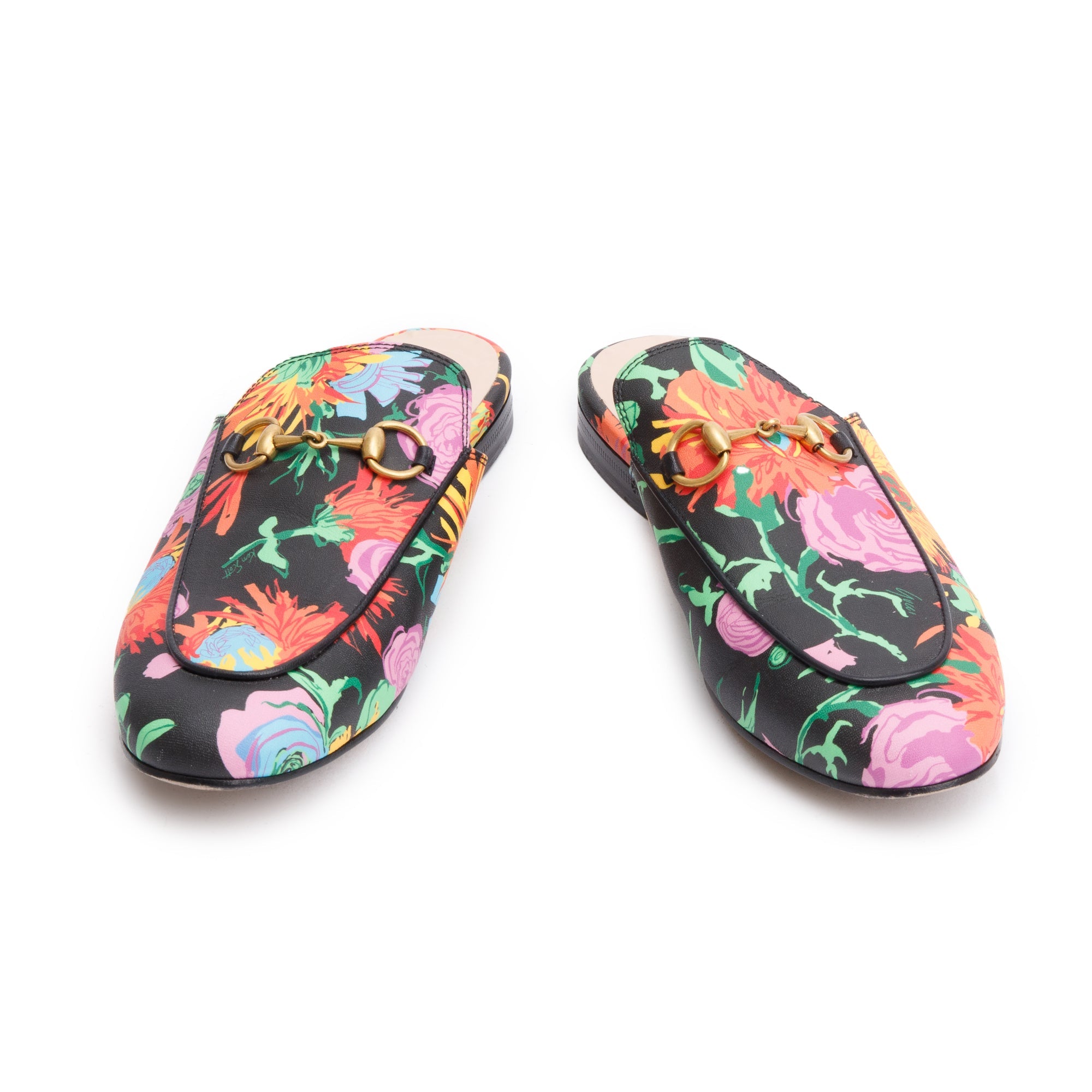 Gucci x Ken Scott Floral Princetown Horsebit Mules, Size 36.5