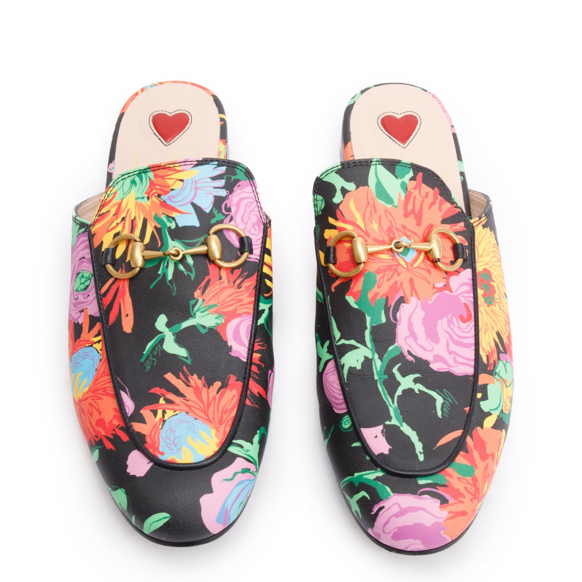 Gucci x Ken Scott Floral Princetown Horsebit Mules, Size 36.5