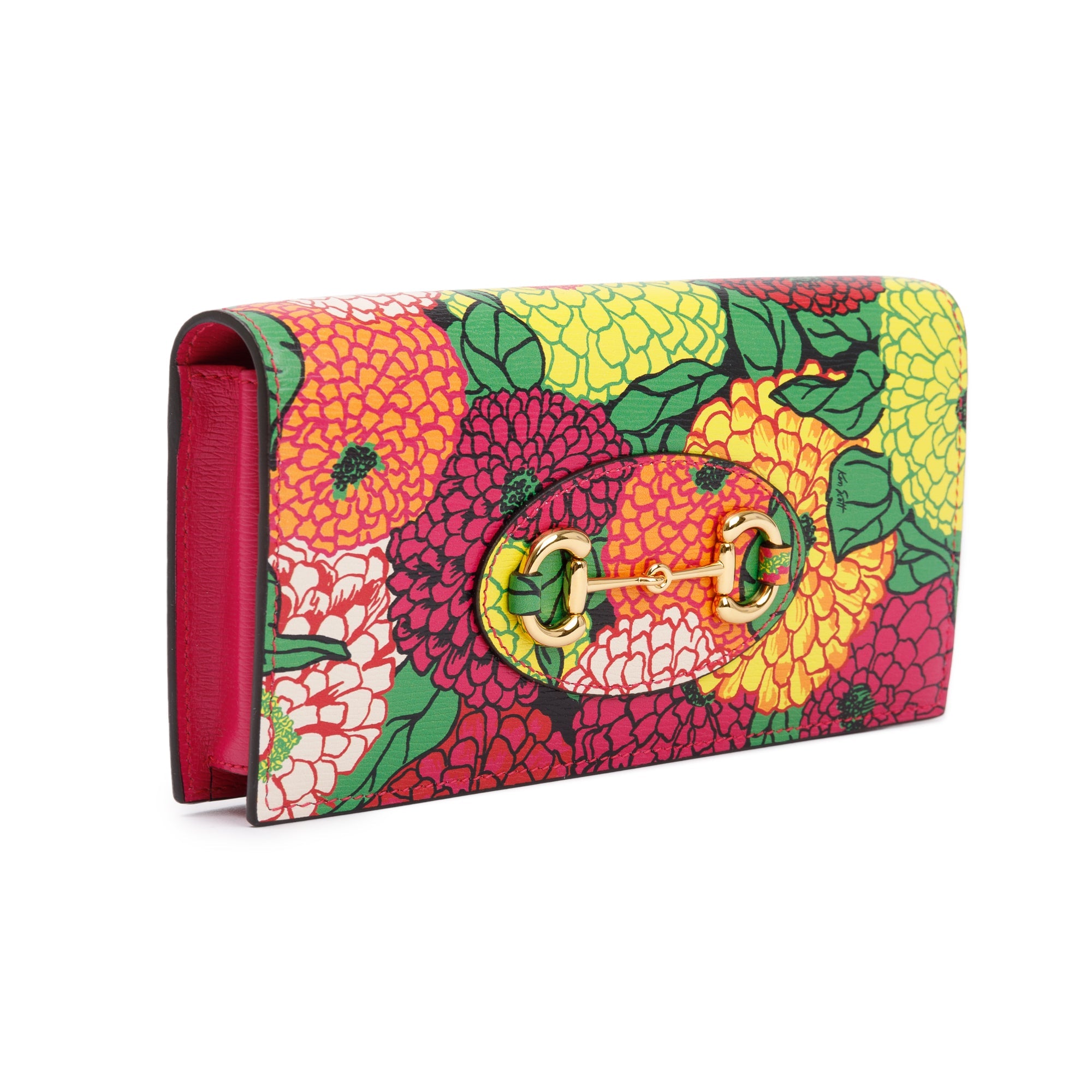 Gucci x Ken Scott Multicolor Pomponica Print Calfskin Horsebit 1955 Wallet on Chain w/ Box