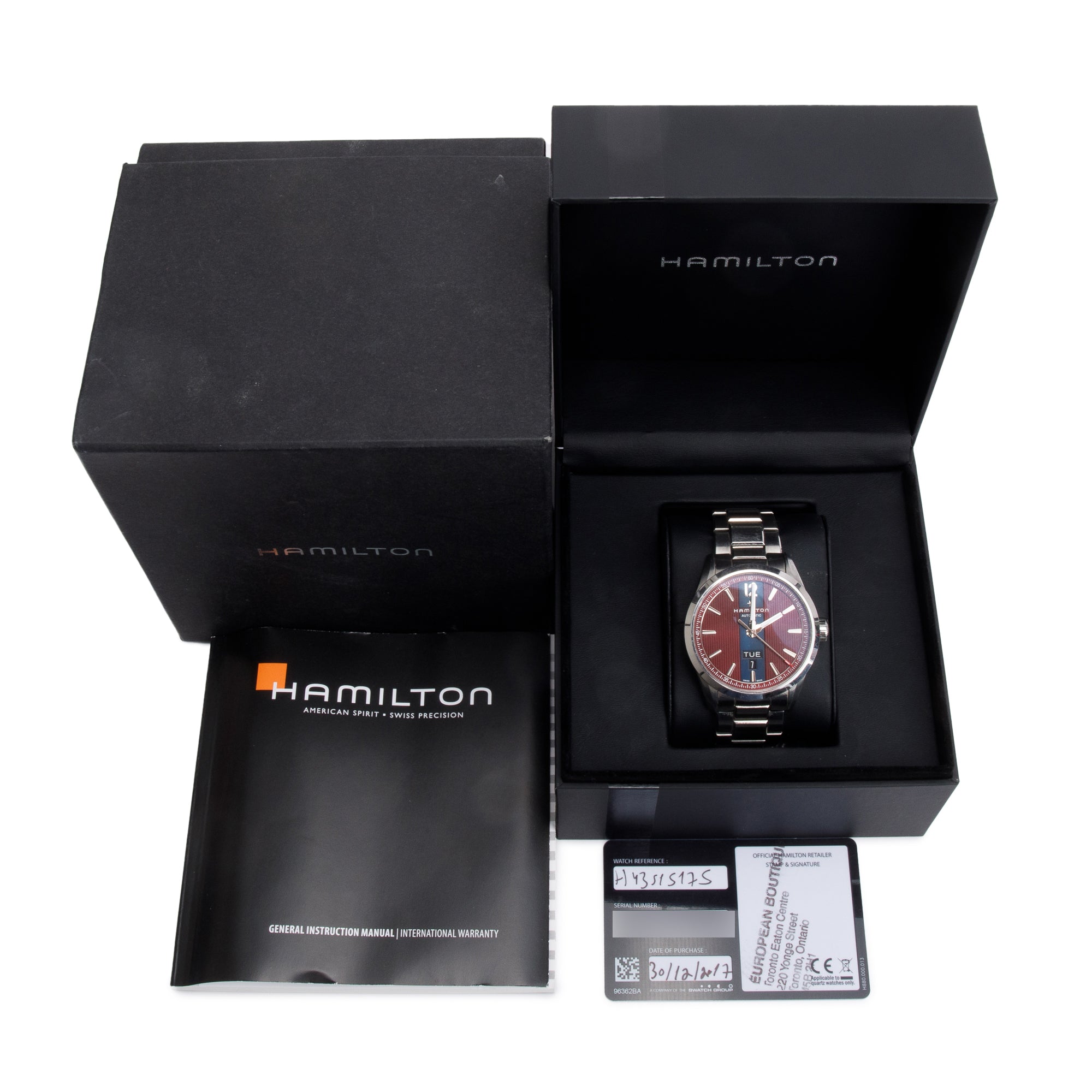 Hamilton Stainless Steel Broadway 42 MM Automatic Watch w/ Box & Papers