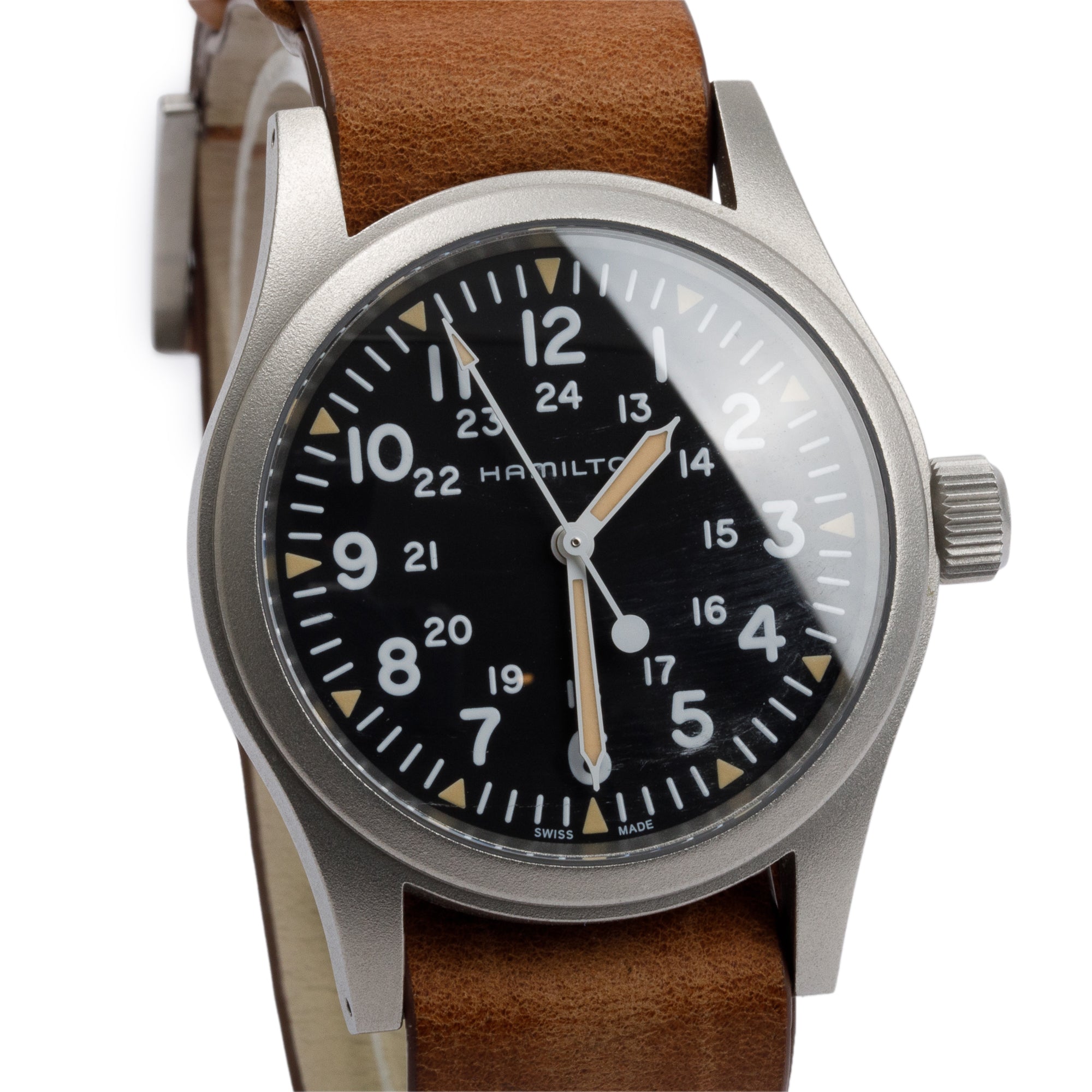 Hamilton Stainless Steel Khaki Field Mechanical 38 MM Watch w/ Box & Papers