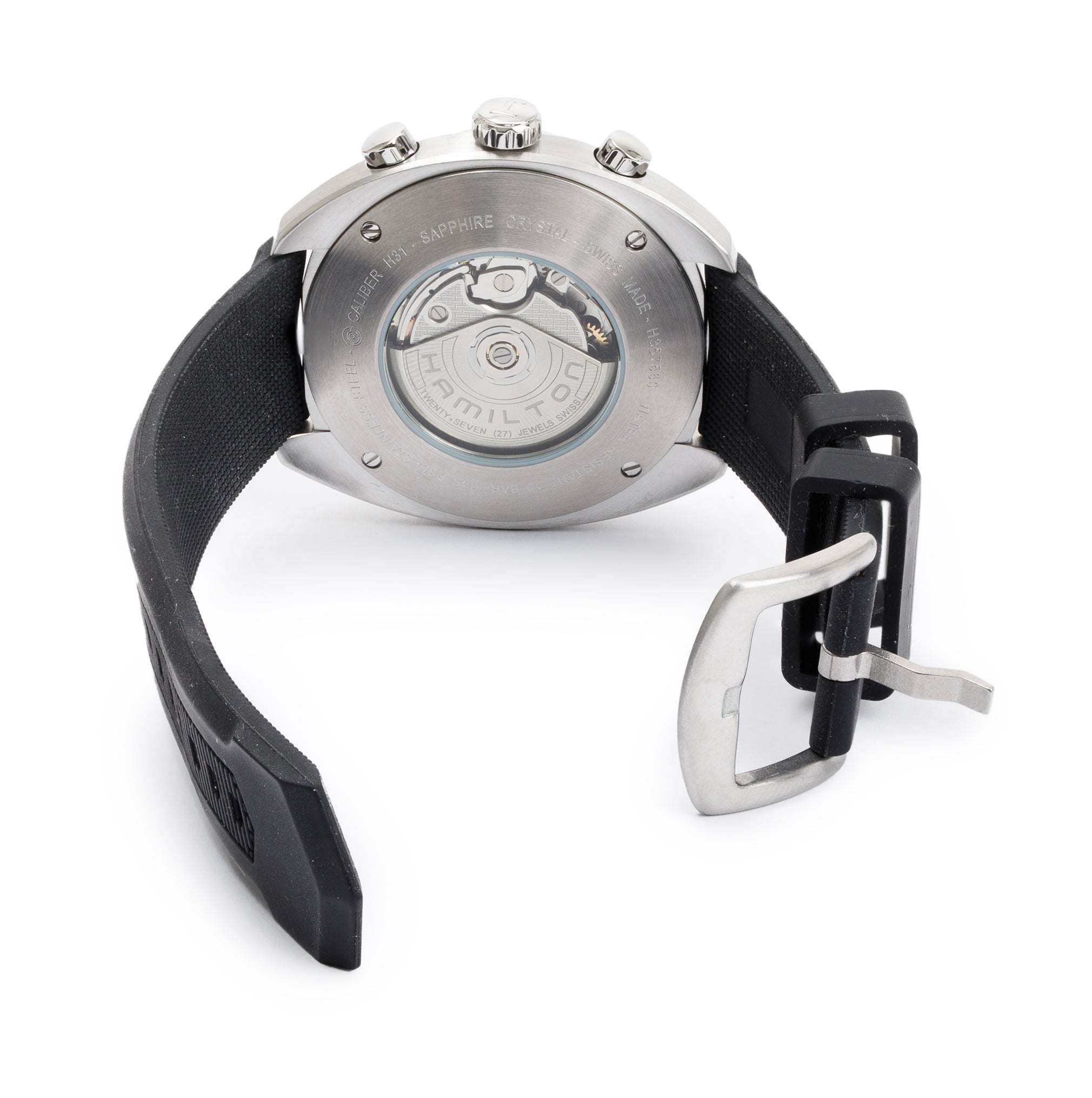 Hamilton Stainless Steel Pan Europ Automatic Chronograph 45 MM Watch w/ Box, Papers, Extra Straps