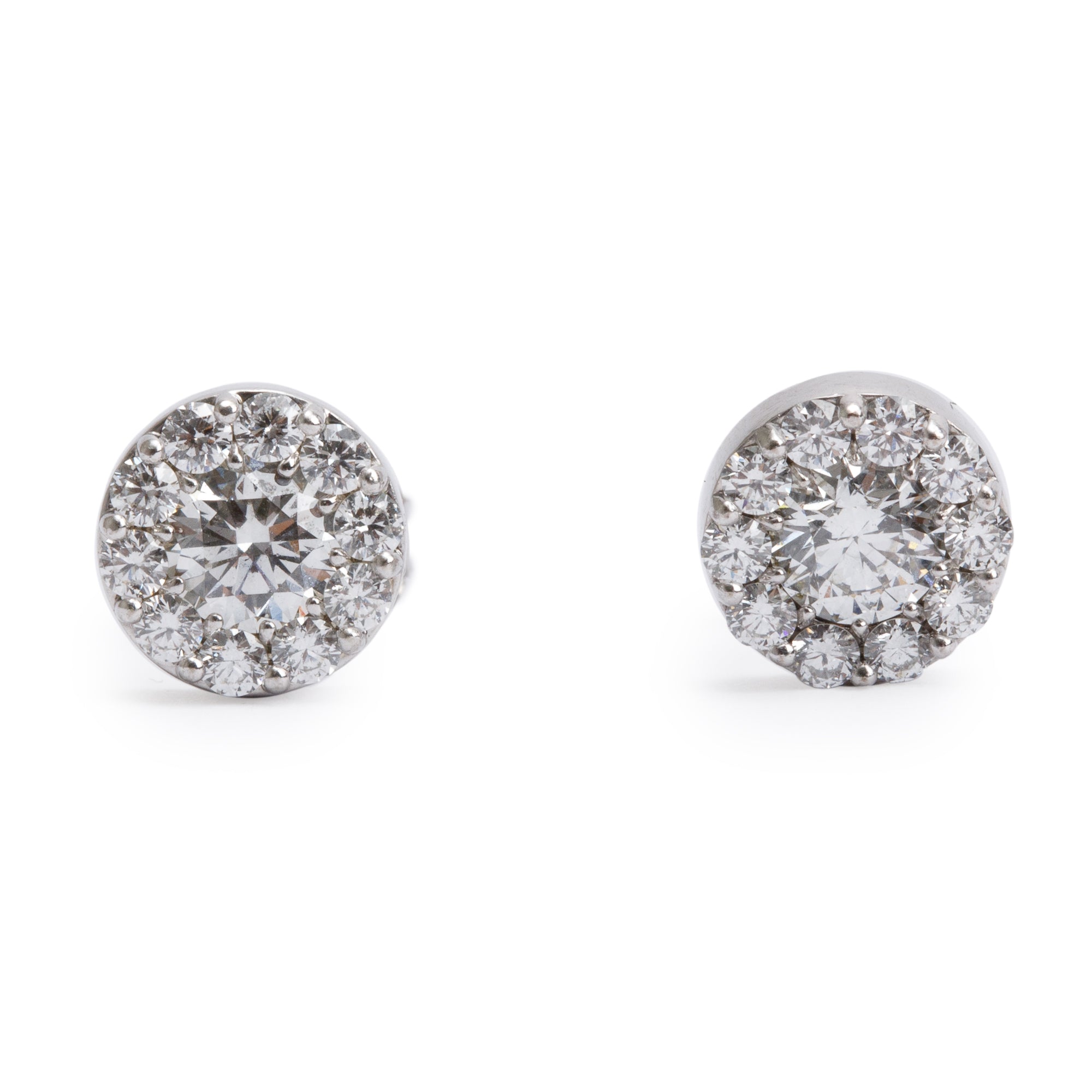 Hearts On Fire 18k White Gold 1.13 tcw. Cluster Diamond Stud Earrings
