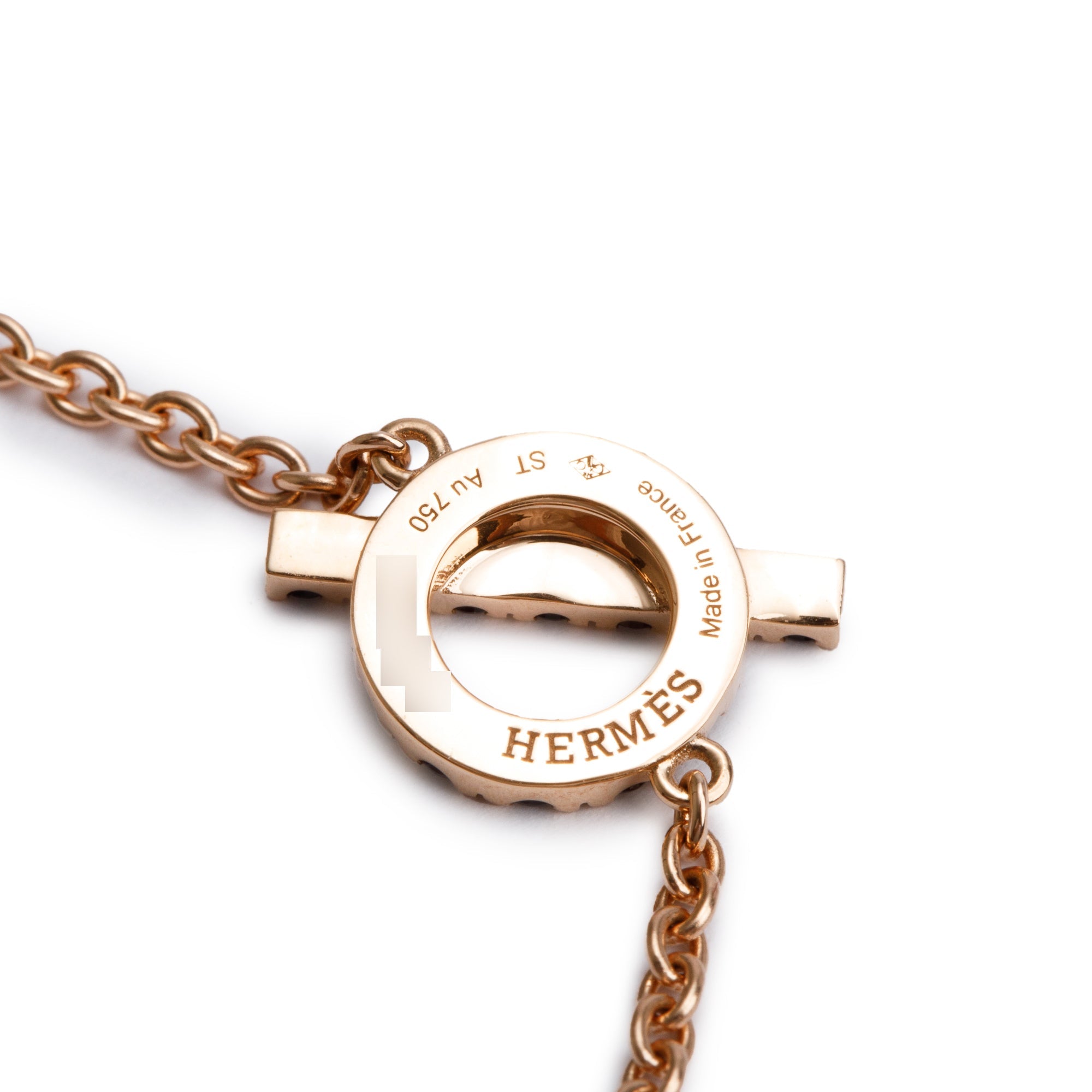 Hermes 18k Rose Gold Black Spinel Finesse Bracelet w/ Box