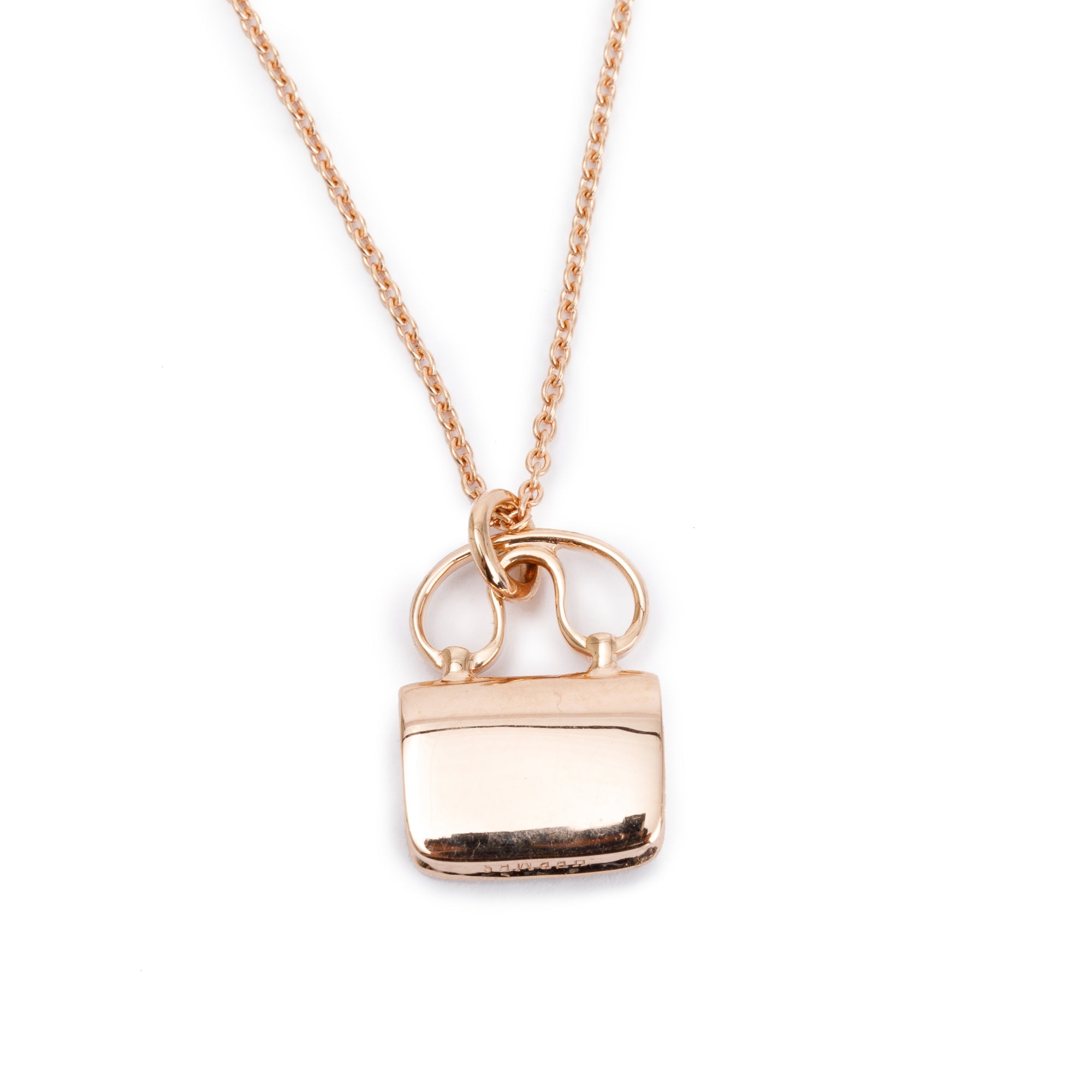 Hermes 18k Rose Gold Diamond Amulettes Constance Pendant Necklace