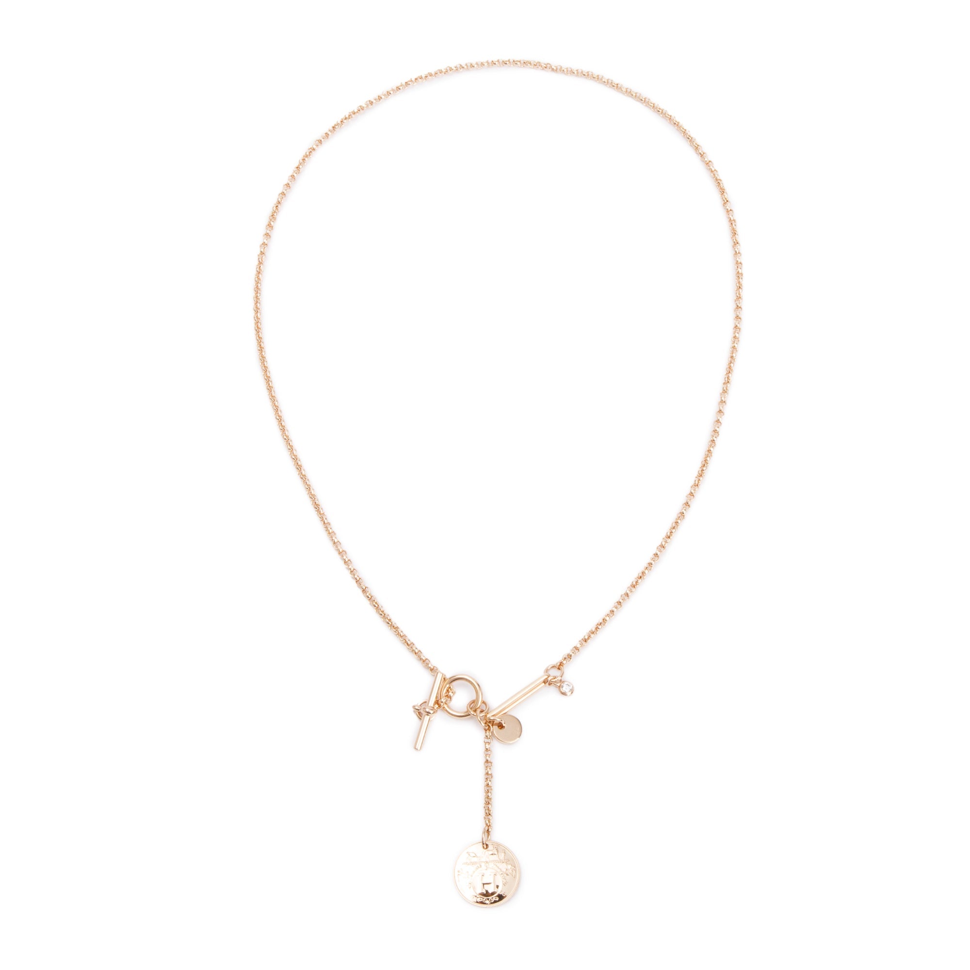 Hermes 18k Rose Gold Diamond Ex-Libris Pendant Necklace, Small Model w/ Box