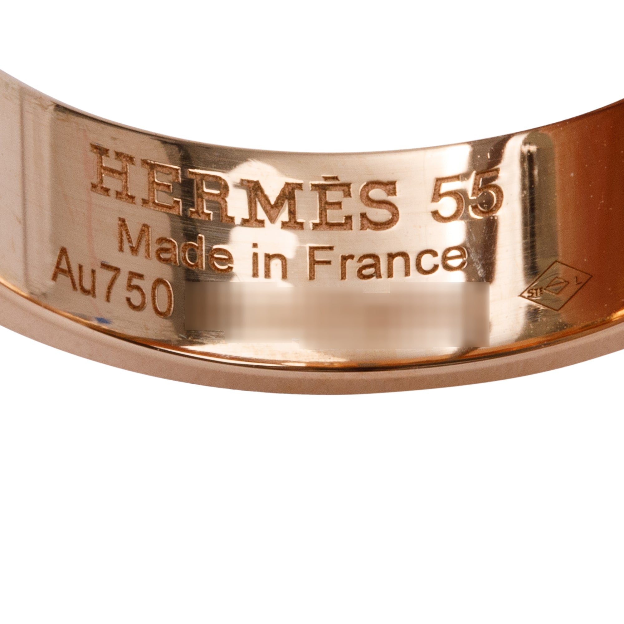 Hermes 18k Rose Gold Diamond H D'Ancre Ring, Small Model Size 55 7.25 w/ Box