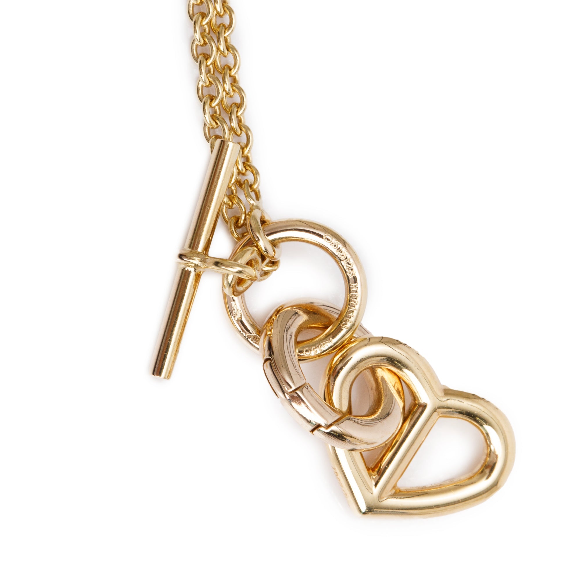 Hermes 18k Yellow Gold Chaine D'Ancre Heart Toggle Necklace