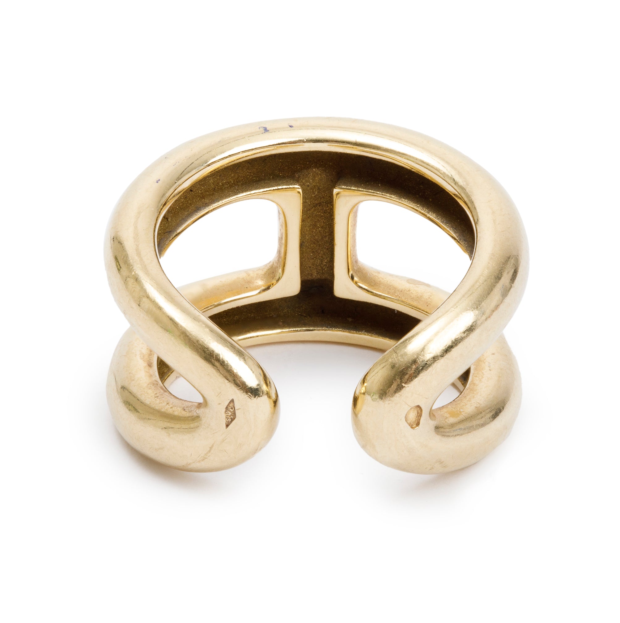 Hermes 18k Yellow Gold Osmose Ring, Size 54 7