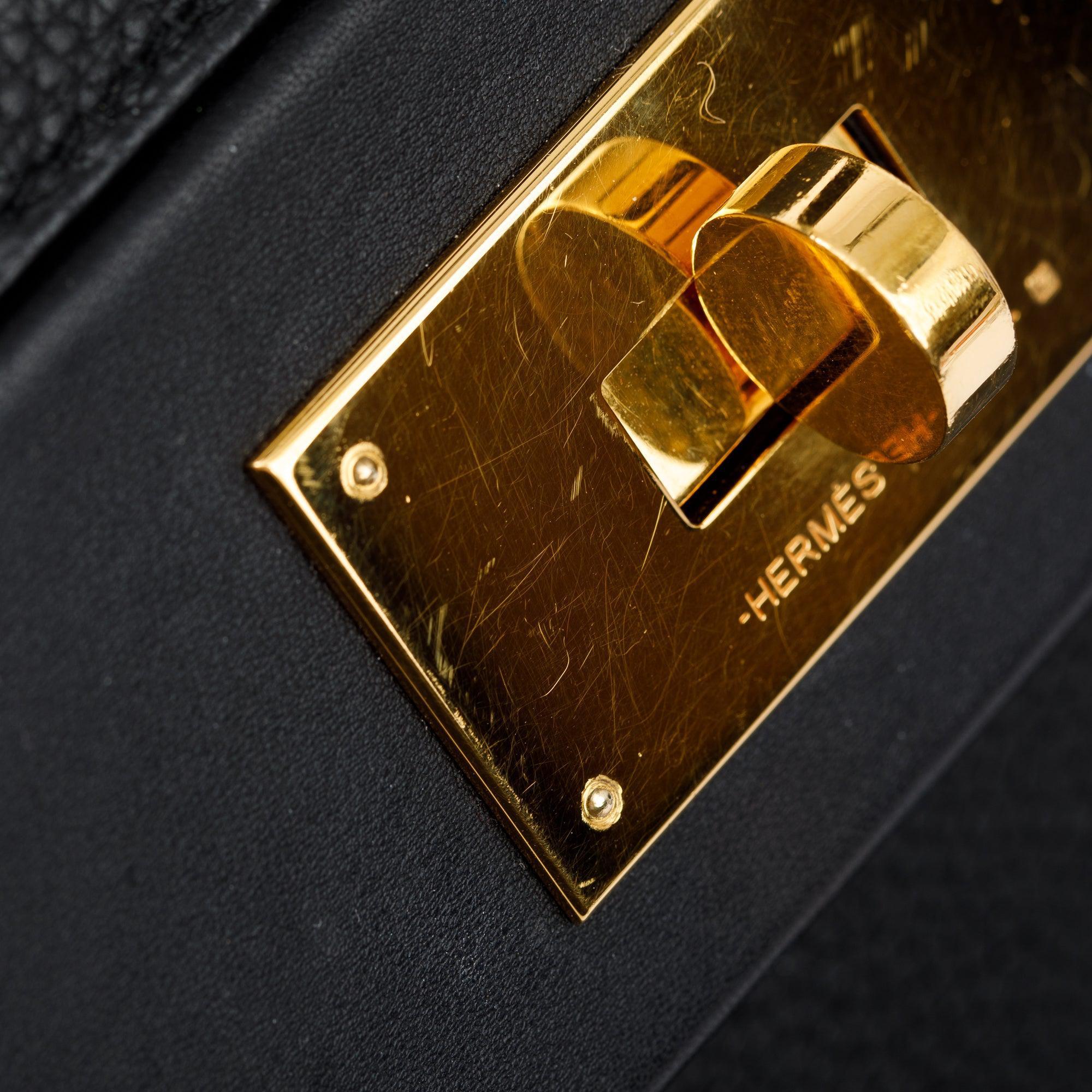 Hermes 2020 Black Noir Togo & Swift Leather 24/24 29 w/ Strap & Box