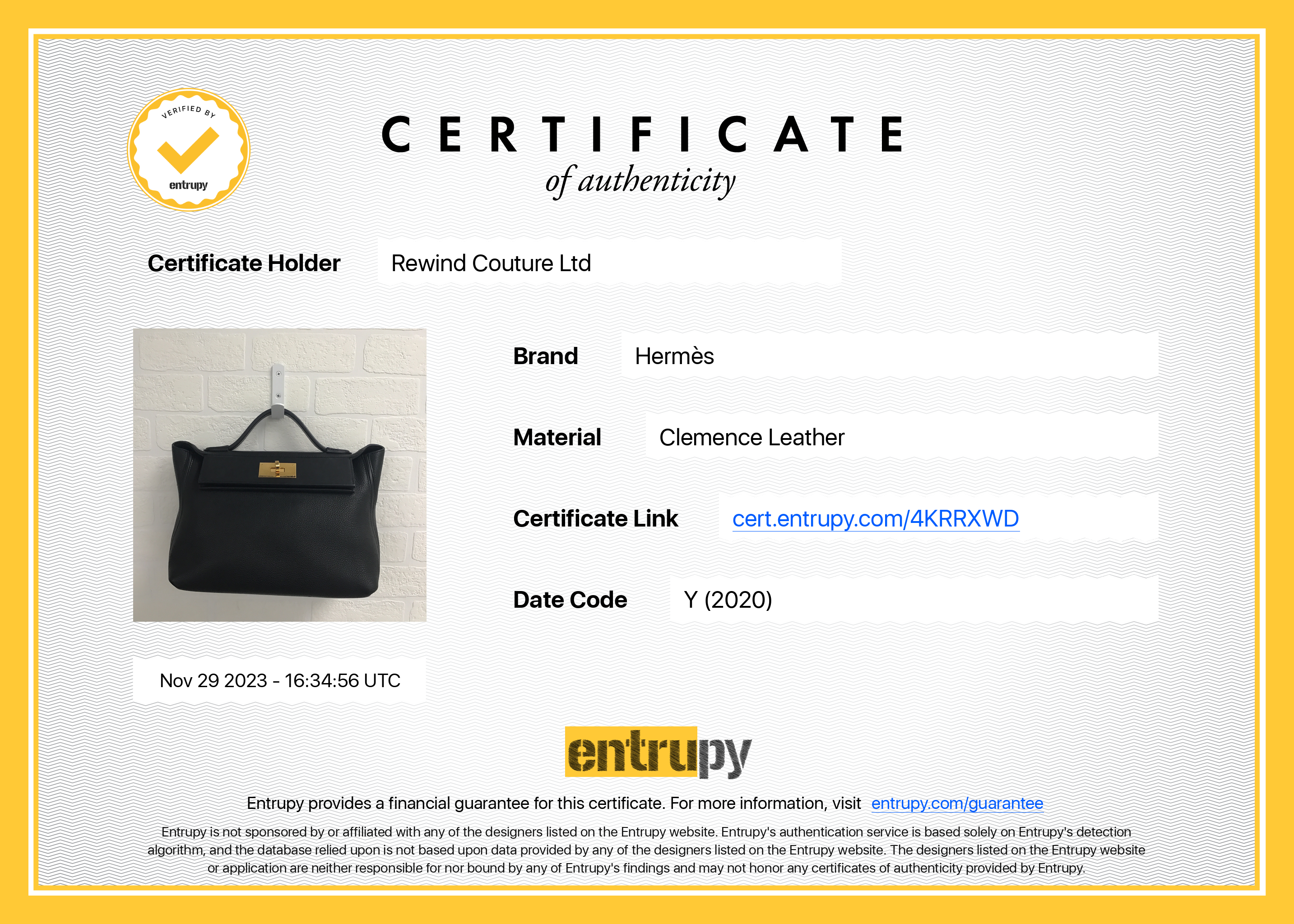 Hermes 2020 Black Noir Togo & Swift Leather 24/24 29 w/ Strap & Box