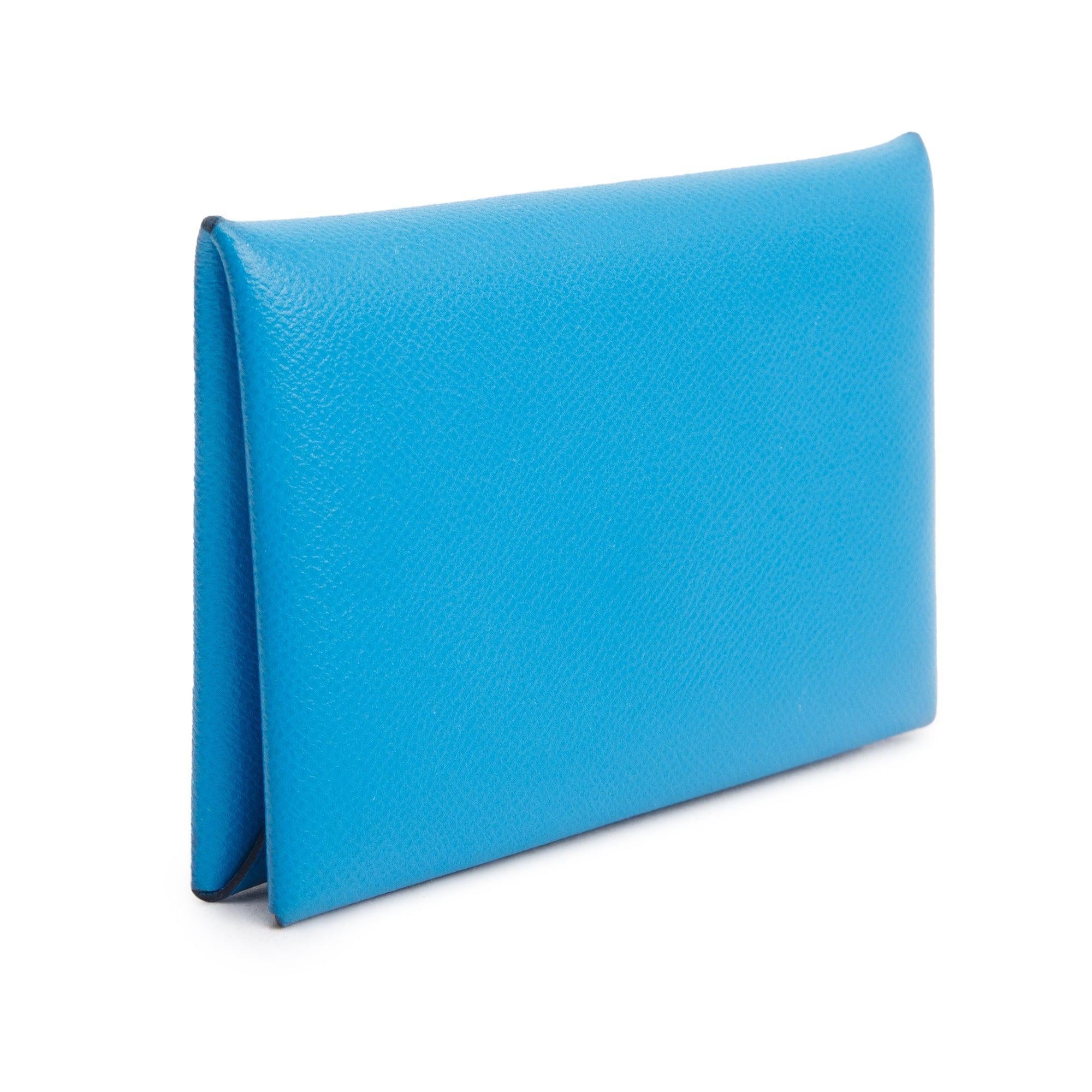 Hermes 2020 Bleu Frida Epsom Calvi Card Holder w/ Box & Receipt