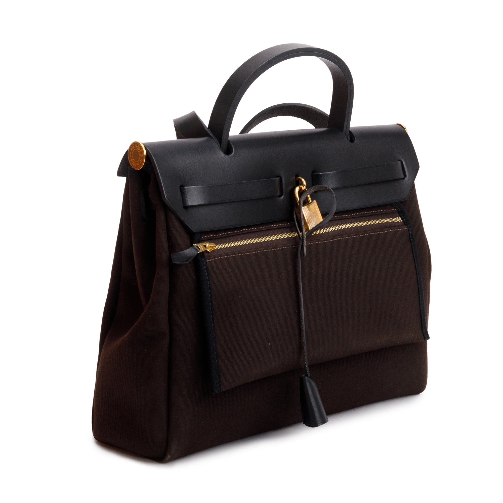 Hermes 2020 Ebene/Noir Toile Officier Vache Hunter Herbag Zip 31 w/ Box