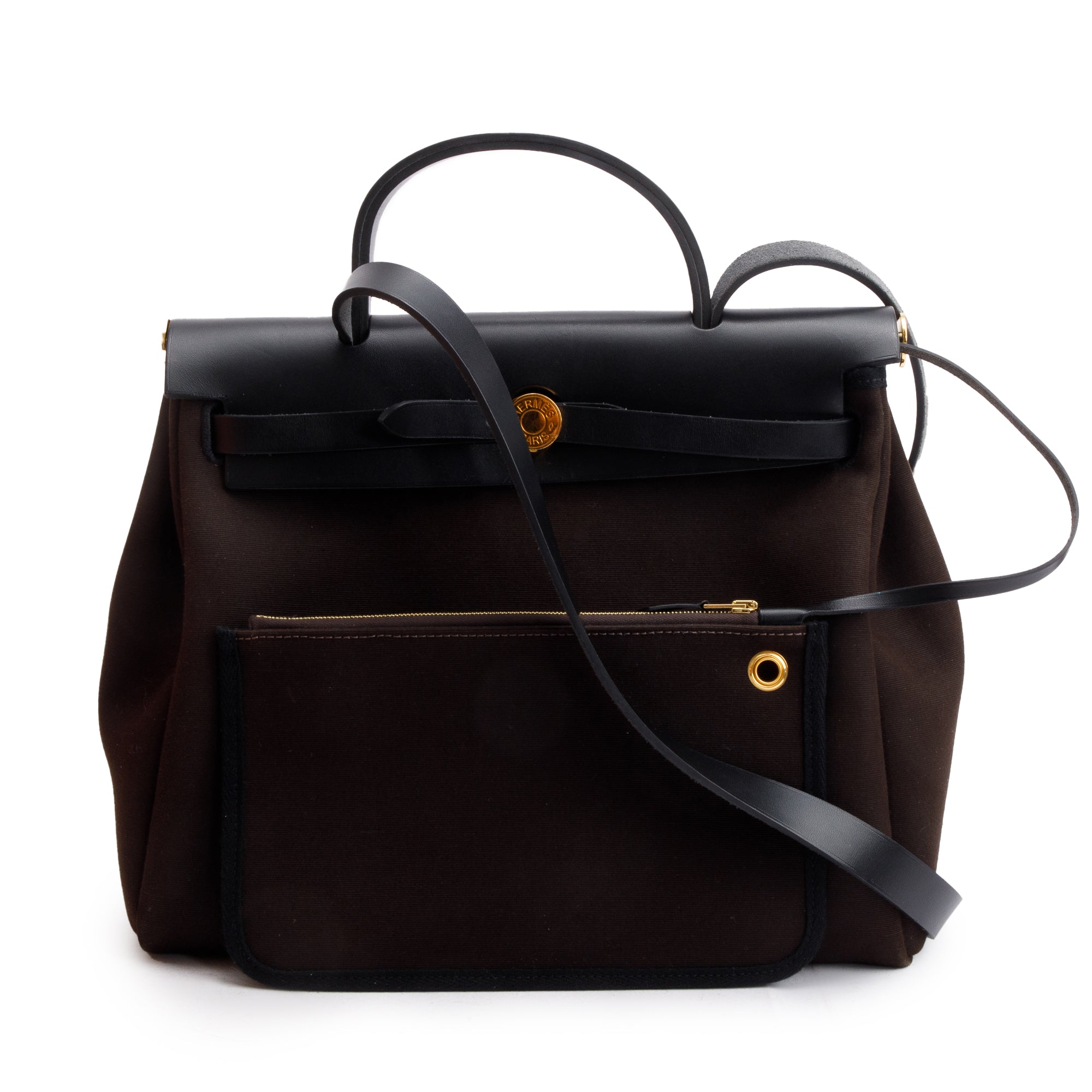 Hermes 2020 Ebene/Noir Toile Officier Vache Hunter Herbag Zip 31 w/ Box