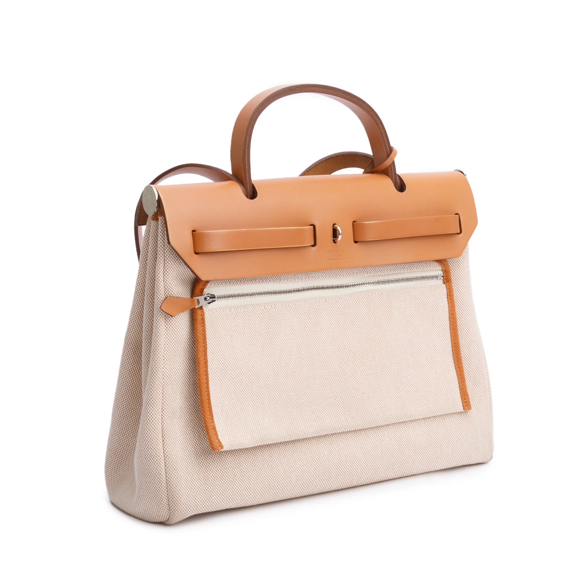 Hermes 2020 Natural Toile Militaire Vache Hunter Rose Pegase Pop Herbag Zip 31