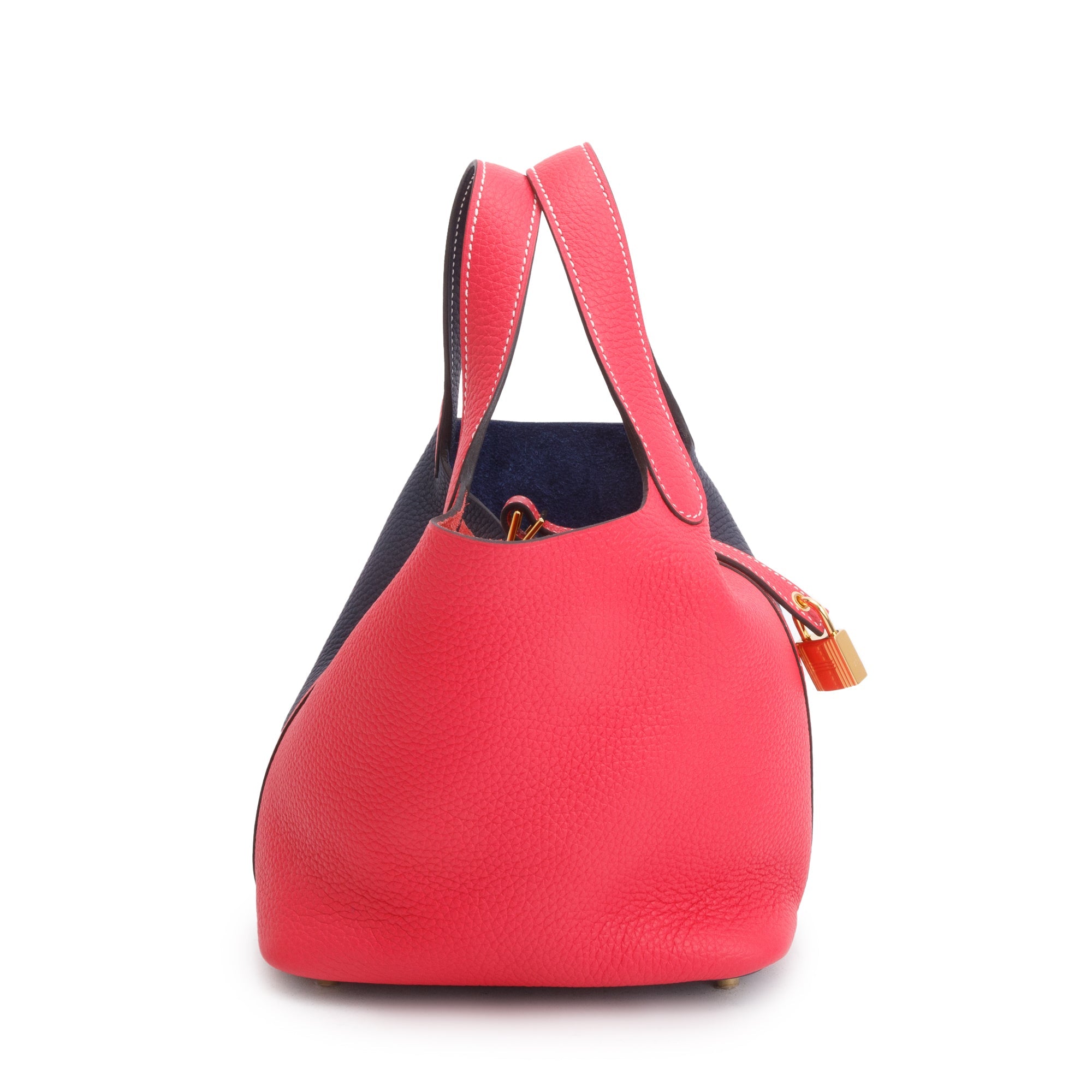 Hermes 2020 Rose Extreme/Blue Nuit Bicolor Taurillon Clemence Picotin Lock 18 w/ Box