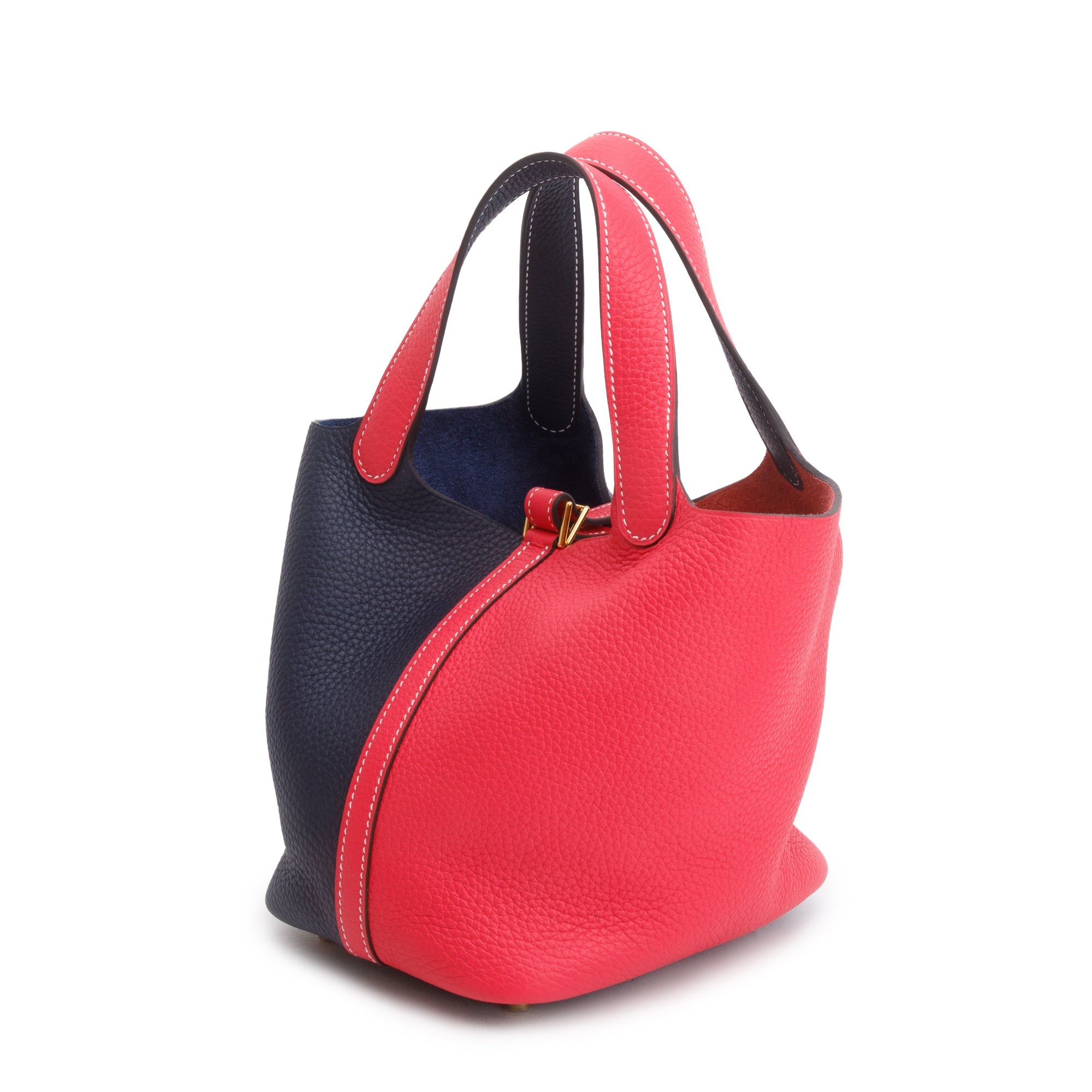 Hermes 2020 Rose Extreme/Blue Nuit Bicolor Taurillon Clemence Picotin Lock 18 w/ Box