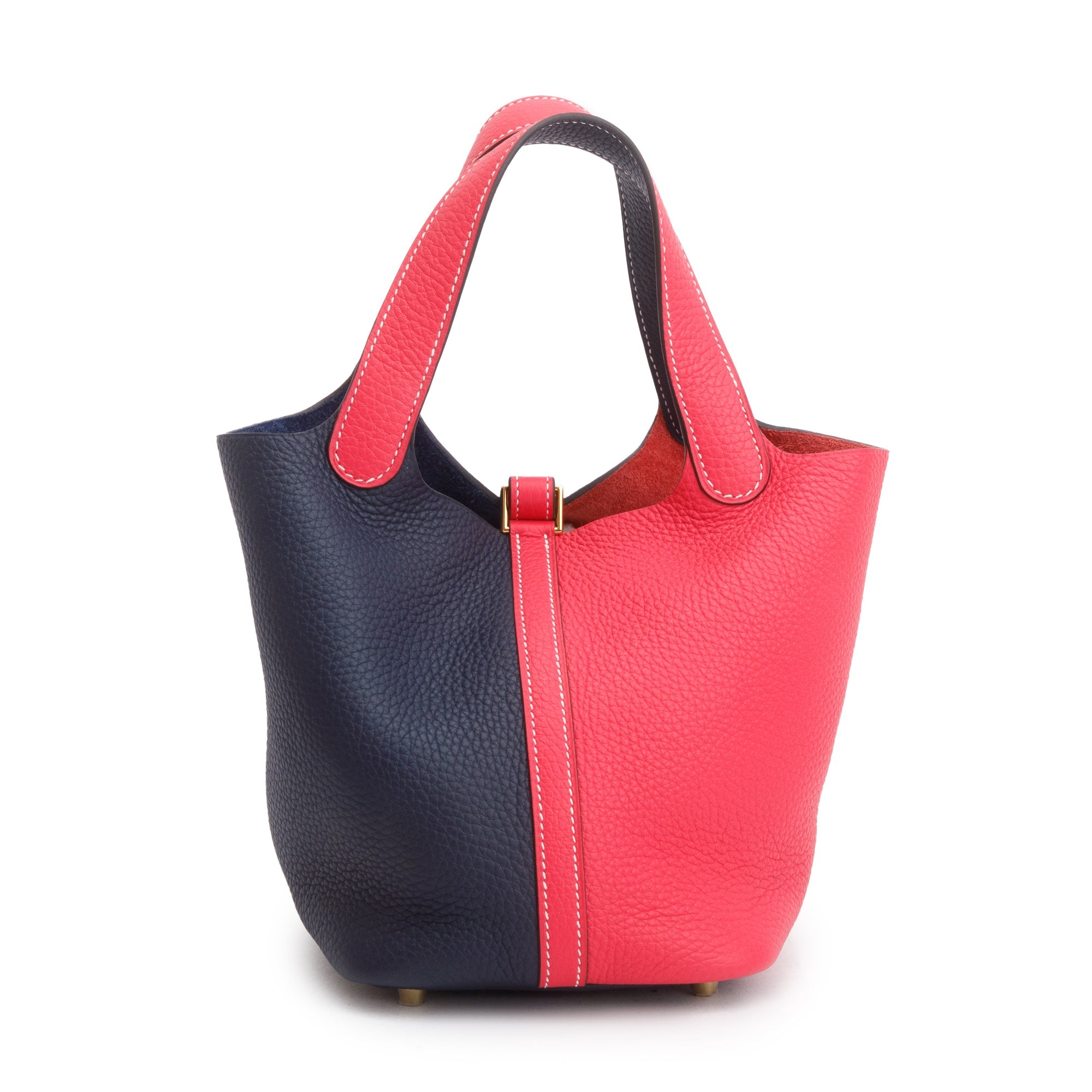 Hermes 2020 Rose Extreme/Blue Nuit Bicolor Taurillon Clemence Picotin Lock 18 w/ Box