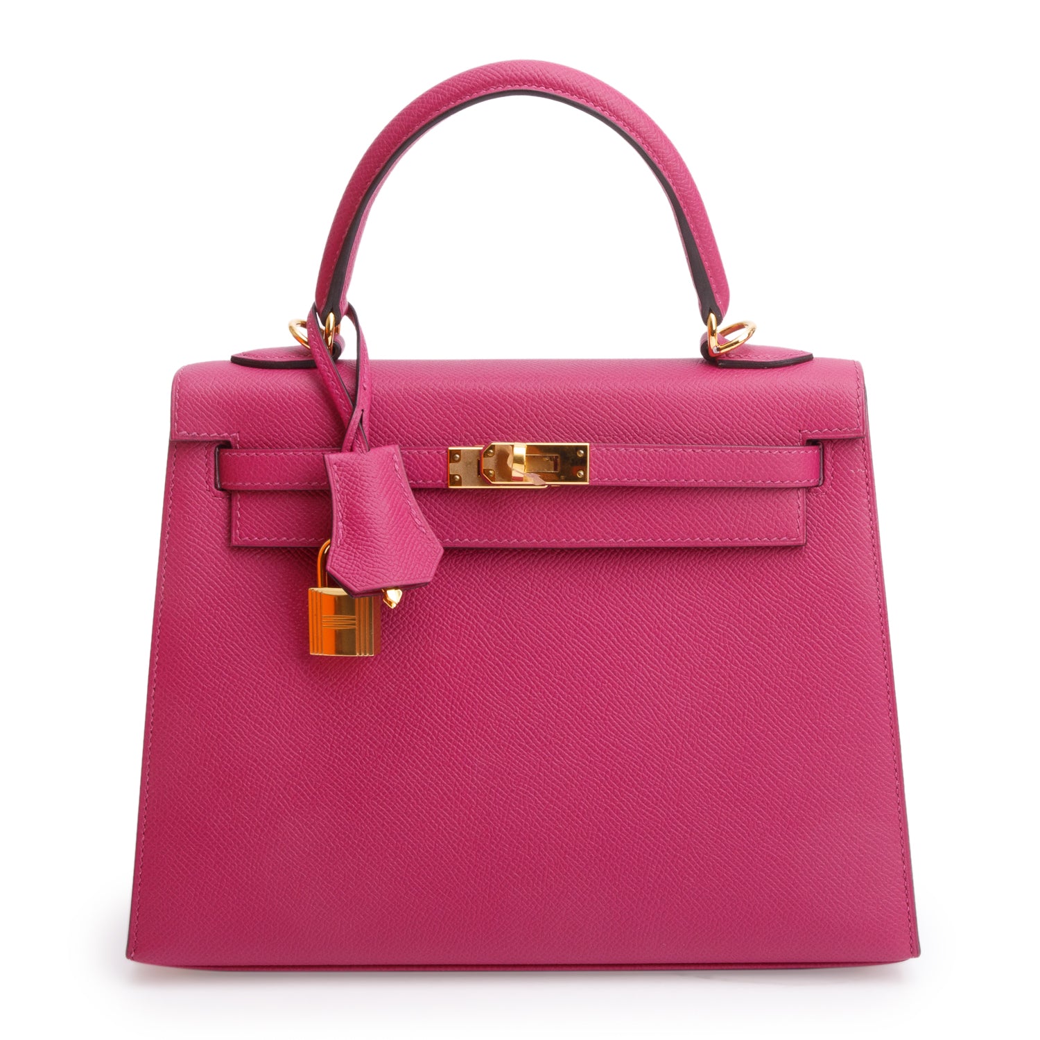 Hermes 2020 Rose Pourpre Veau Epsom Leather Kelly II 25 w/ Strap & Box