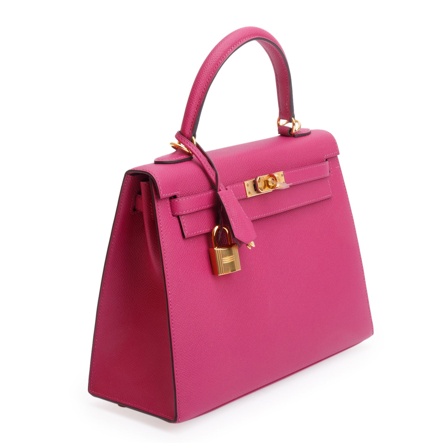 Hermes 2020 Rose Pourpre Veau Epsom Leather Kelly II 25 w/ Strap & Box