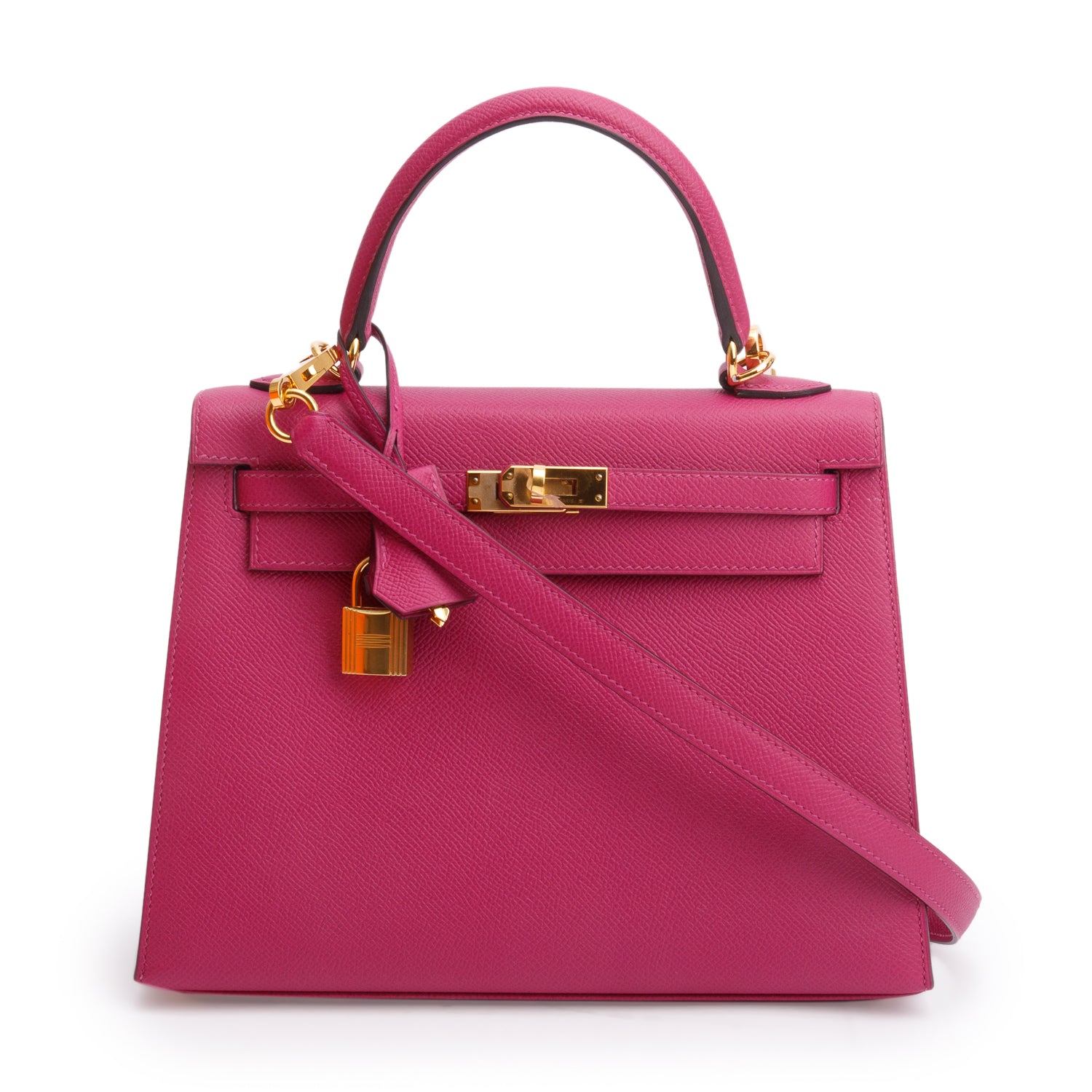 Hermes 2020 Rose Pourpre Veau Epsom Leather Kelly II 25 w/ Strap & Box
