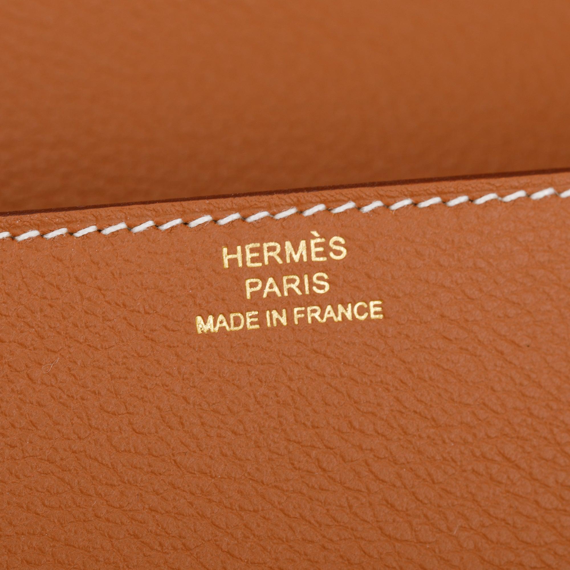 Hermes 2021 Gold Evercolor Roulis Slim Compact Wallet w/ Box, Insert & Receipt