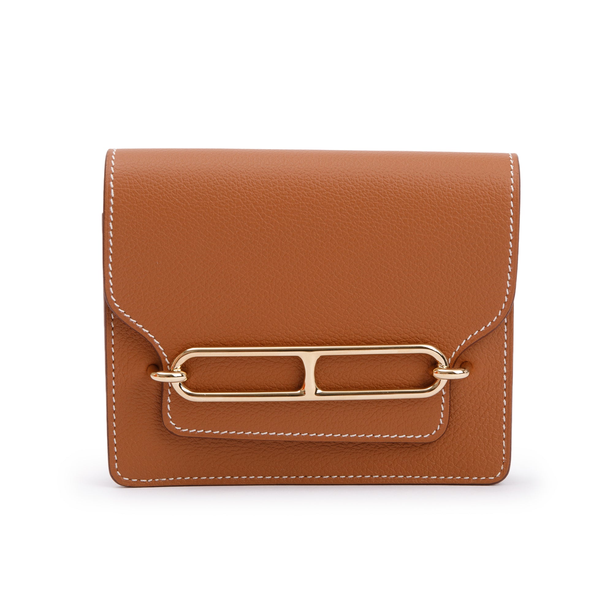 Hermes 2021 Gold Evercolor Roulis Slim Compact Wallet w/ Box, Insert & Receipt