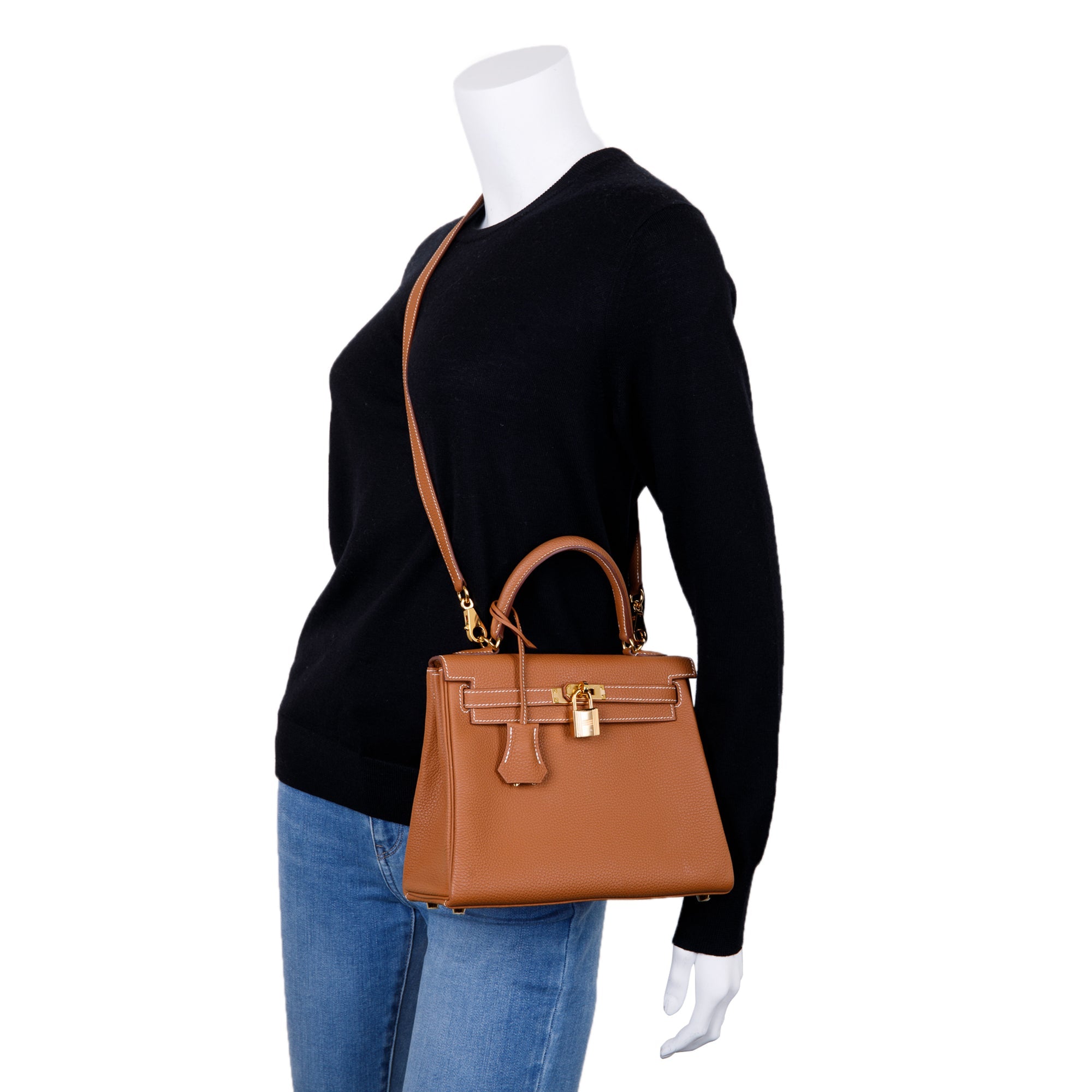 Hermes 2021 Gold Togo Kelly II Retourne 25 w/ Box