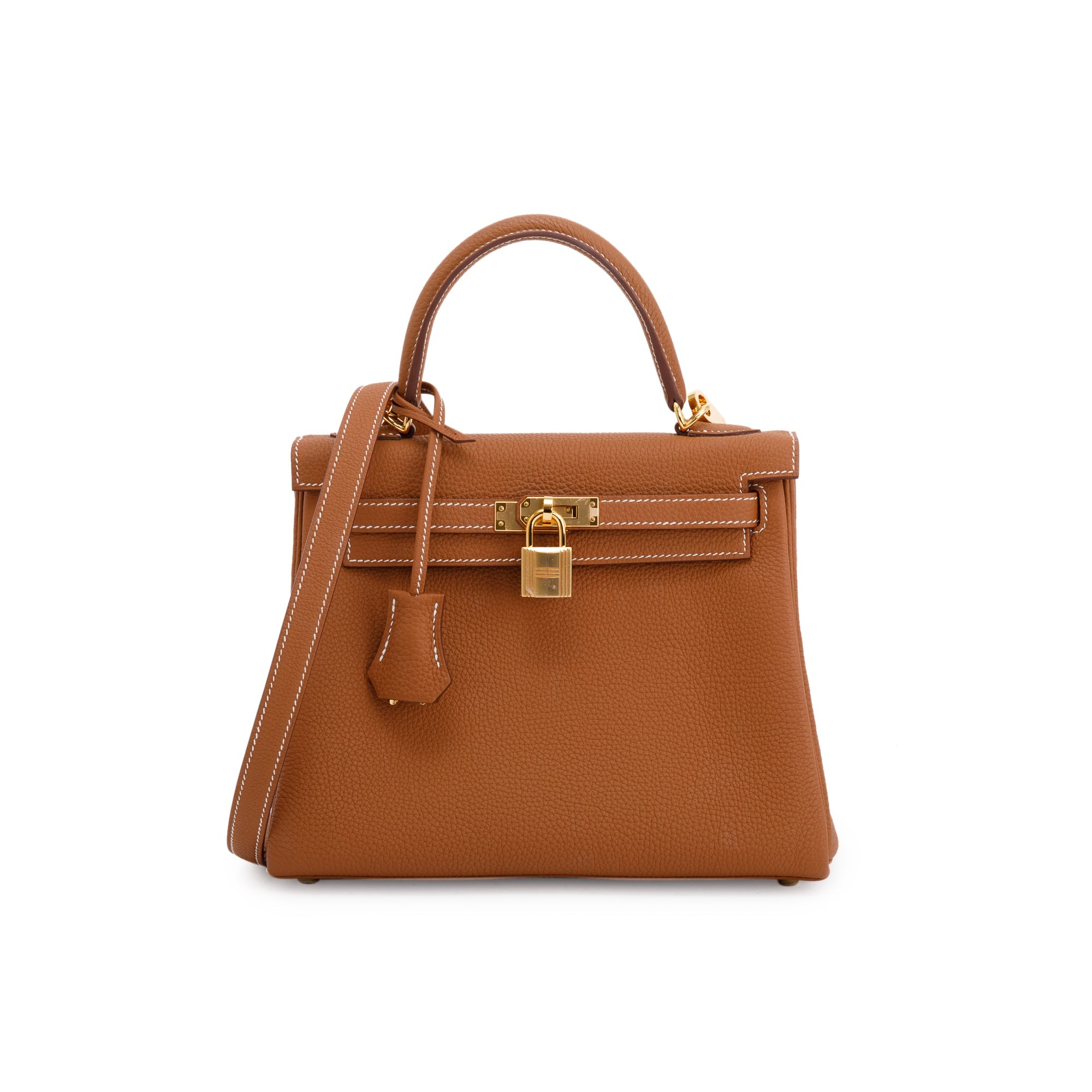 Hermes 2021 Gold Togo Kelly II Retourne 25 w/ Box