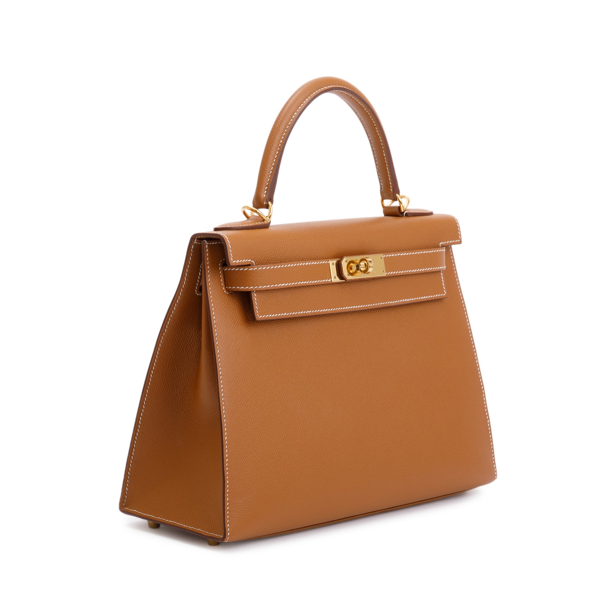 Hermes 2021 Gold Veau Epsom Kelly II Sellier 28 w/ Box