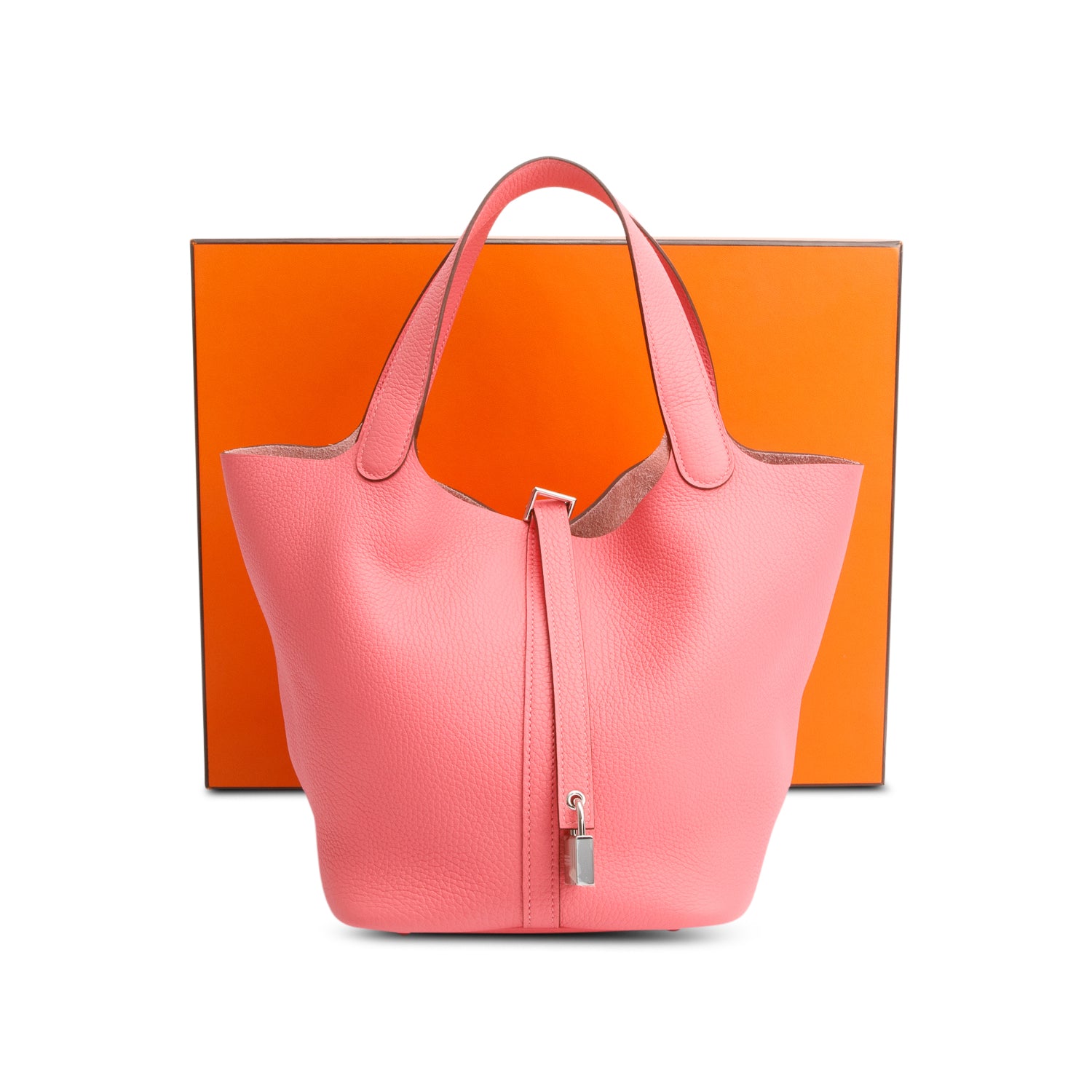 Hermes 2021 Rose Azalee Taurillon Clemence Picotin Lock 22 w/ Box