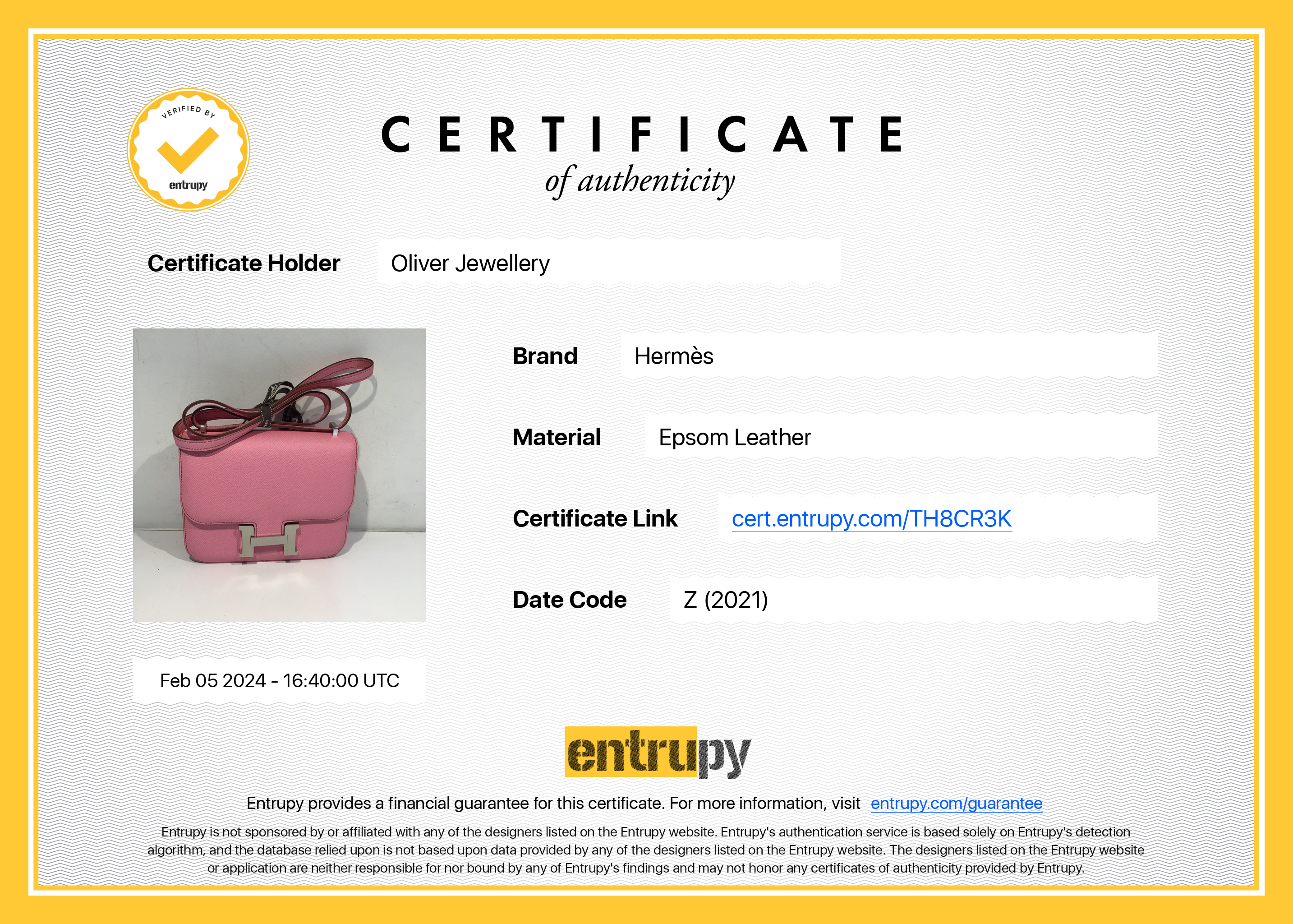 Hermes 2021 Rose Confetti Epsom Leather Mini Constance 18 w/ Box