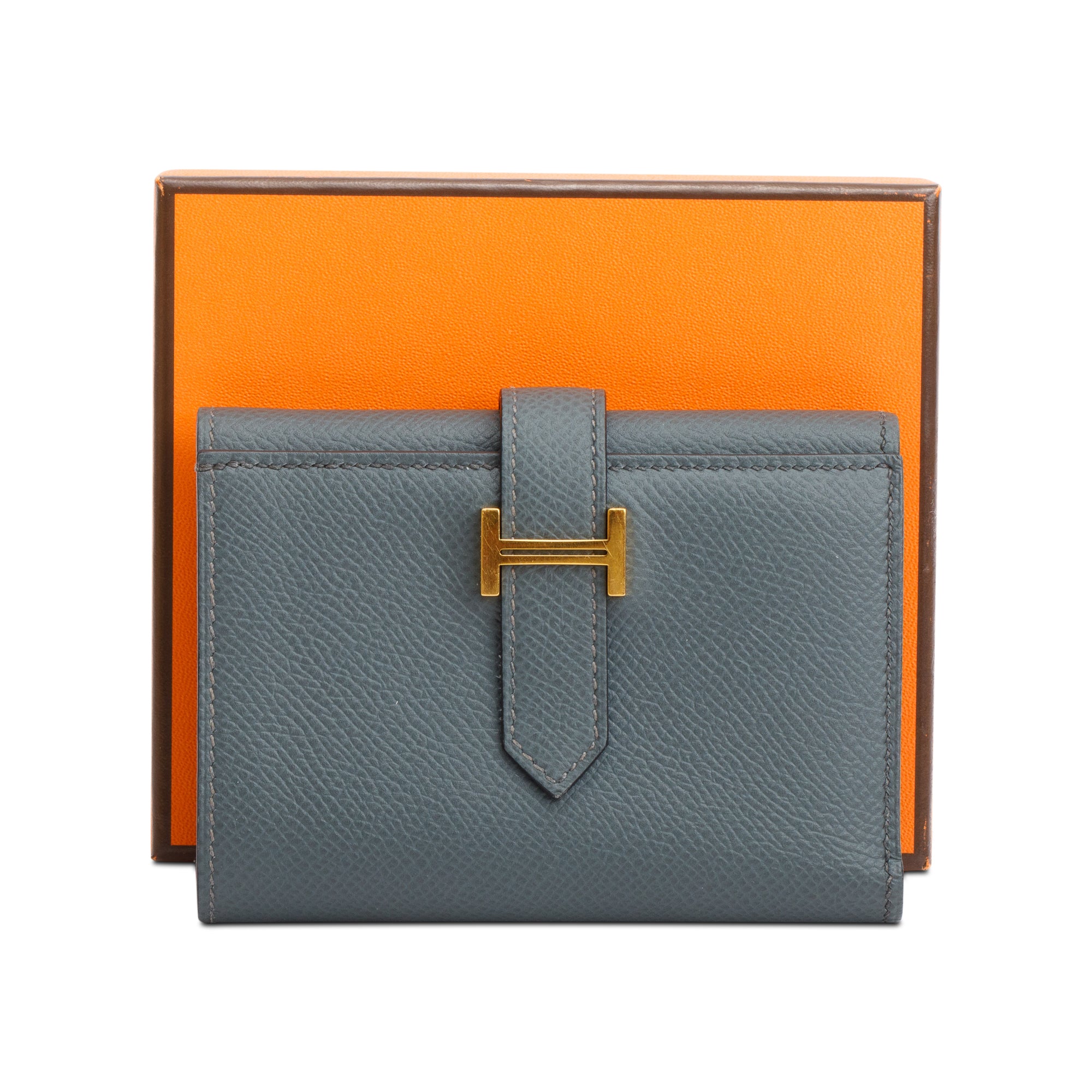 Hermes 2021 Vert Amande Epsom Leather Bearn Trifold Compact Wallet w/ Box