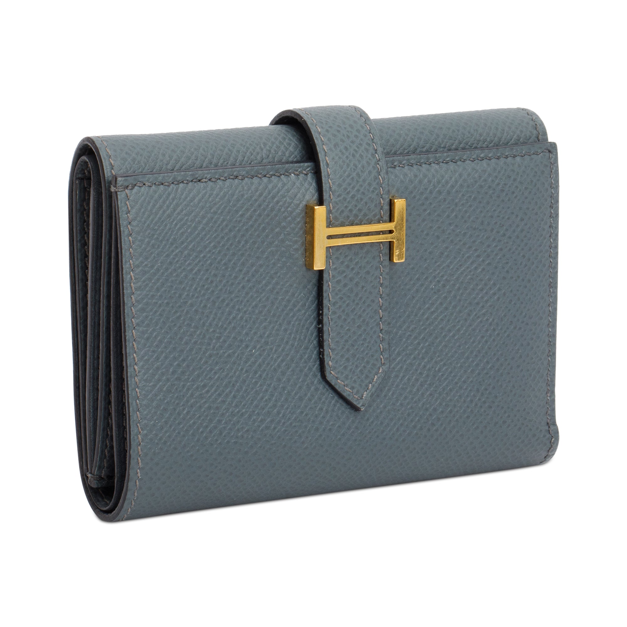 Hermes 2021 Vert Amande Epsom Leather Bearn Trifold Compact Wallet w/ Box