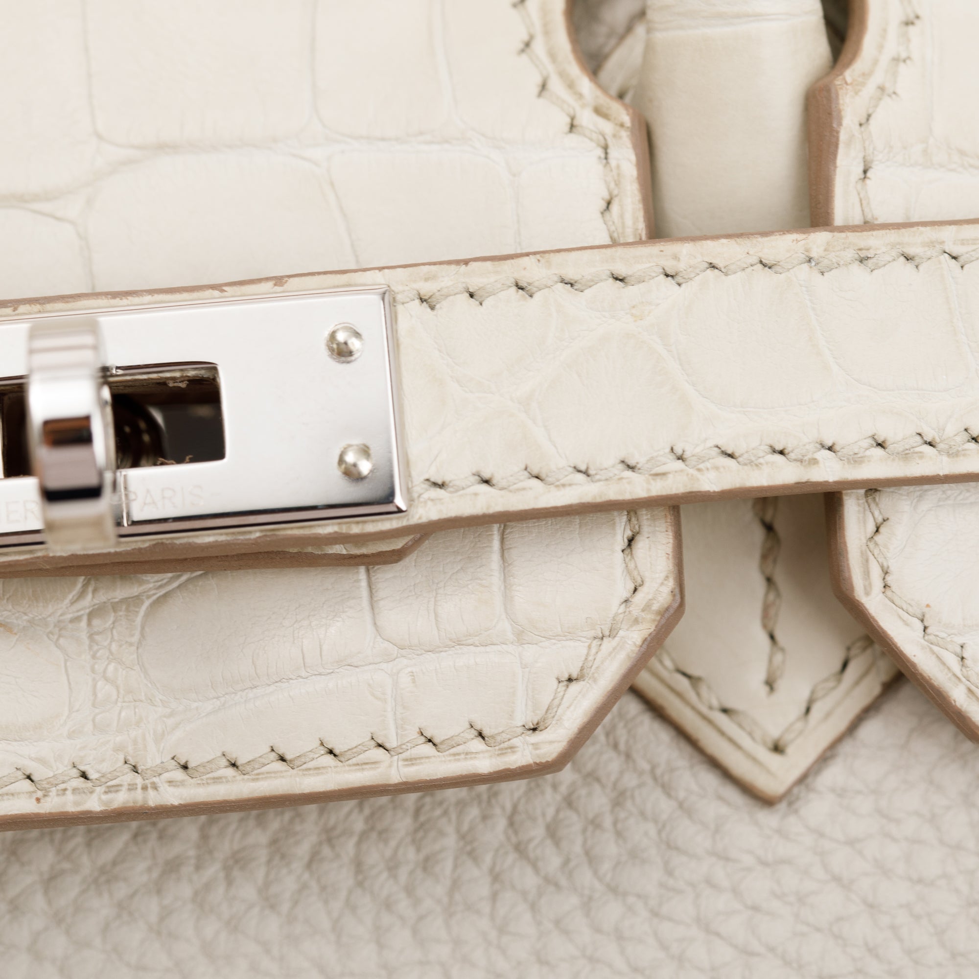 Hermes 2022 Beton Matte Alligator Veau Togo Birkin Touch 25 w/ Box