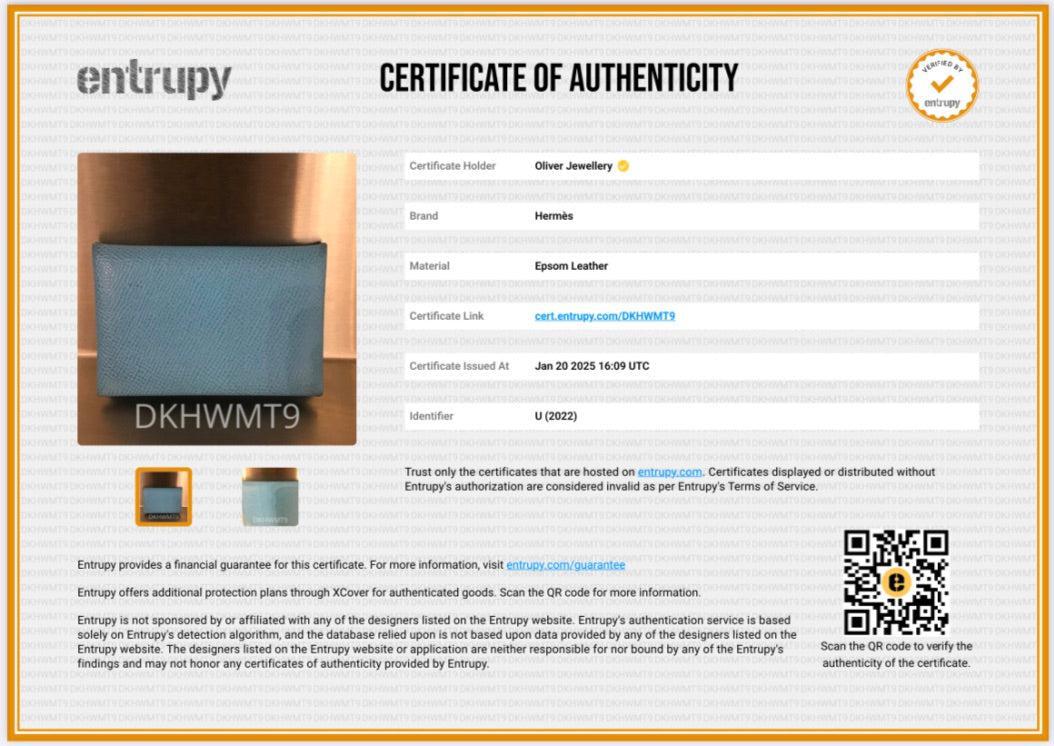 Hermes 2022 Bleu Du Nord Epsom Calvi Card Holder w/ Box