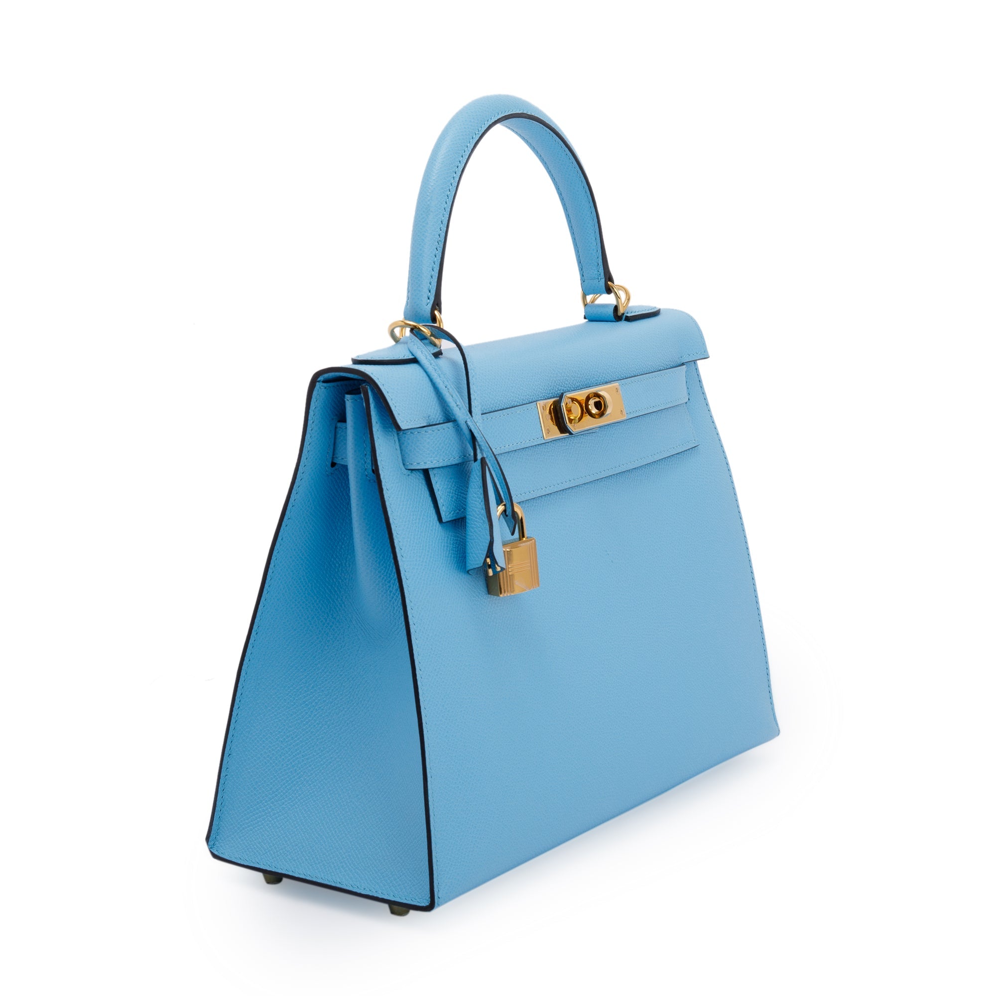 Hermes 2022 Celeste Veau Epsom Kelly II Sellier 28 w/ Box