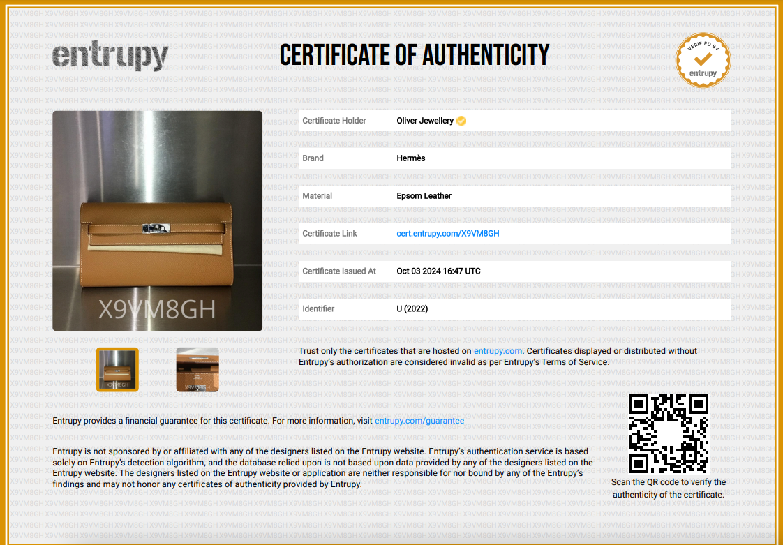 Hermes 2022 Gold Epsom Leather Kelly Wallet To Go w/ Box & Strap