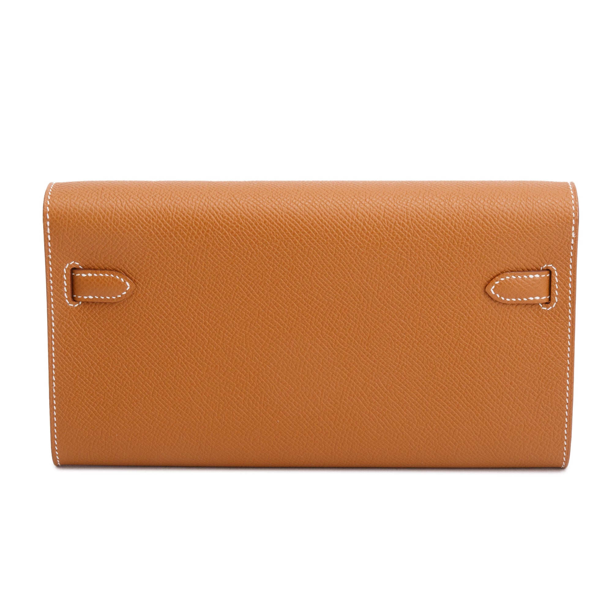 Hermes 2022 Gold Epsom Leather Kelly Wallet To Go w/ Box & Strap