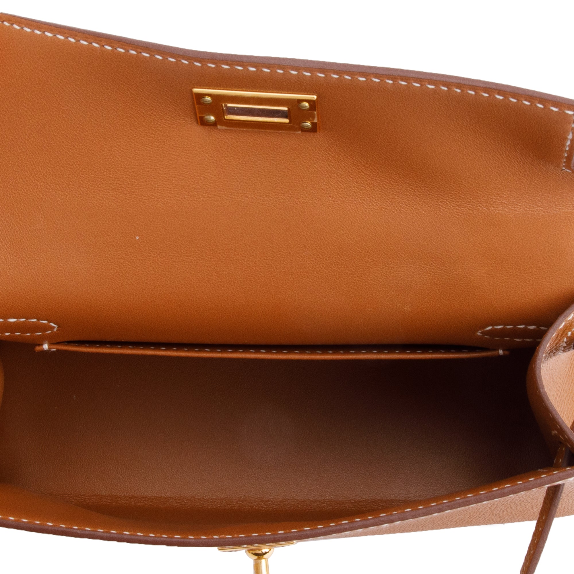 Hermes 2022 Gold Veau Epsom Leather Mini Kelly II Sellier 20 w/ Box, Receipt & Strap