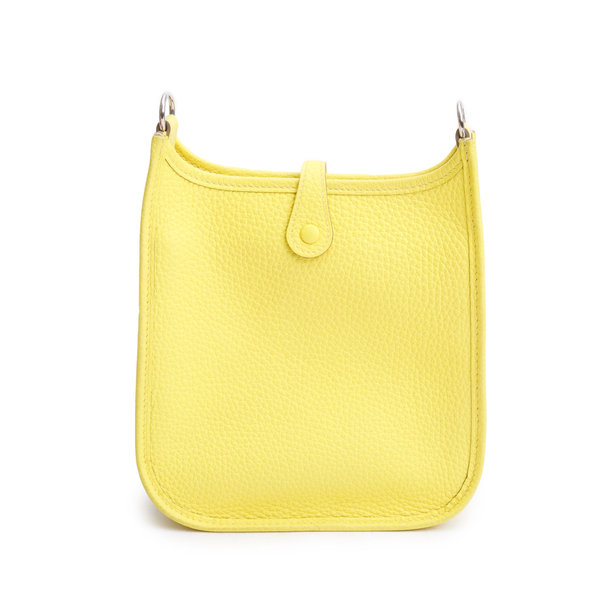 Hermes 2022 Lime Citron Taurillon Clemence Quadrille Evelyne TPM 16 w/ Box & Strap