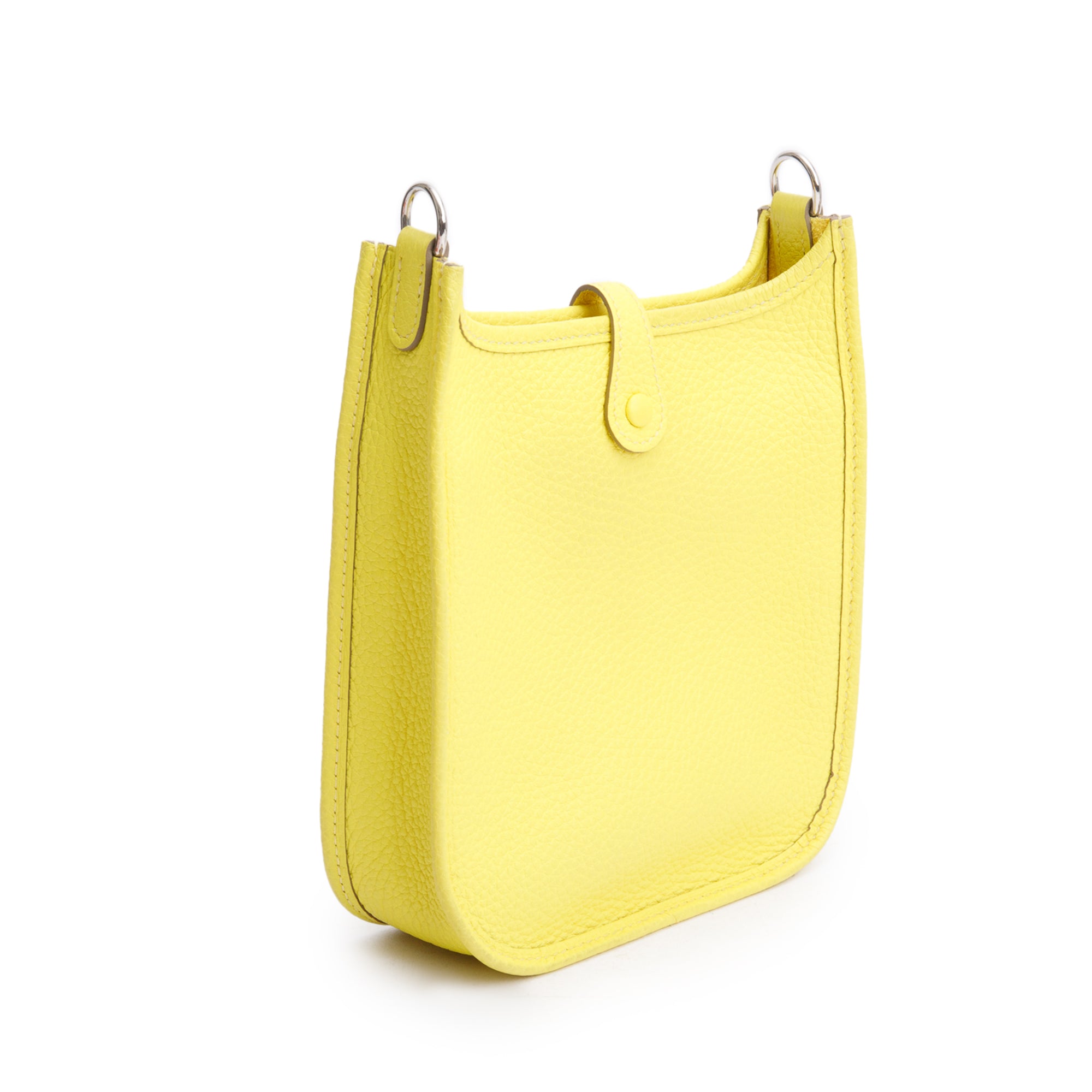 Hermes 2022 Lime Citron Taurillon Clemence Quadrille Evelyne TPM 16 w/ Box & Strap