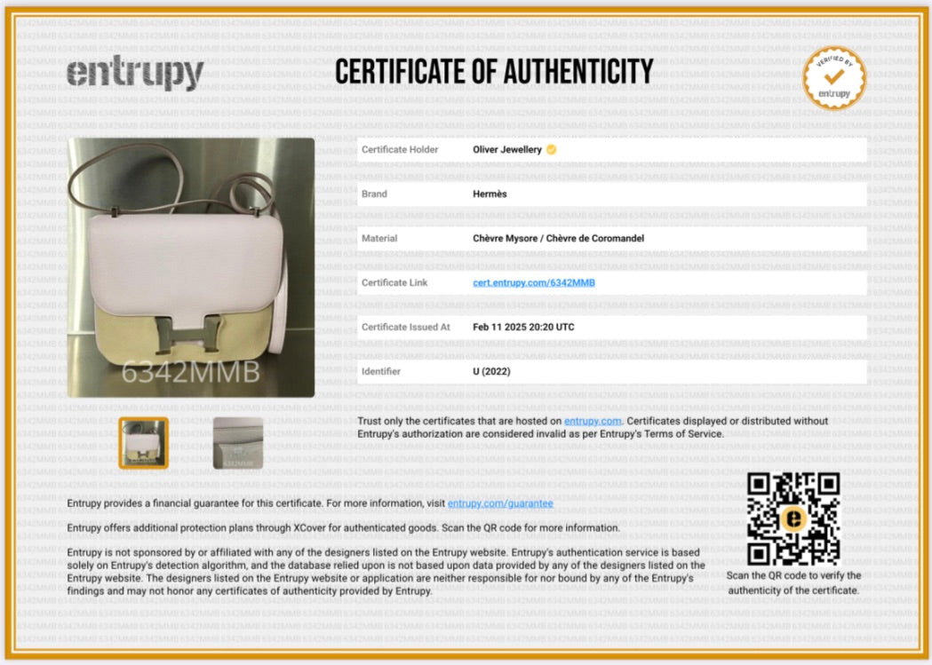 Hermes 2022 Mauve Pale Chevre Mysore Leather Mini Constance III 18 w/ Box