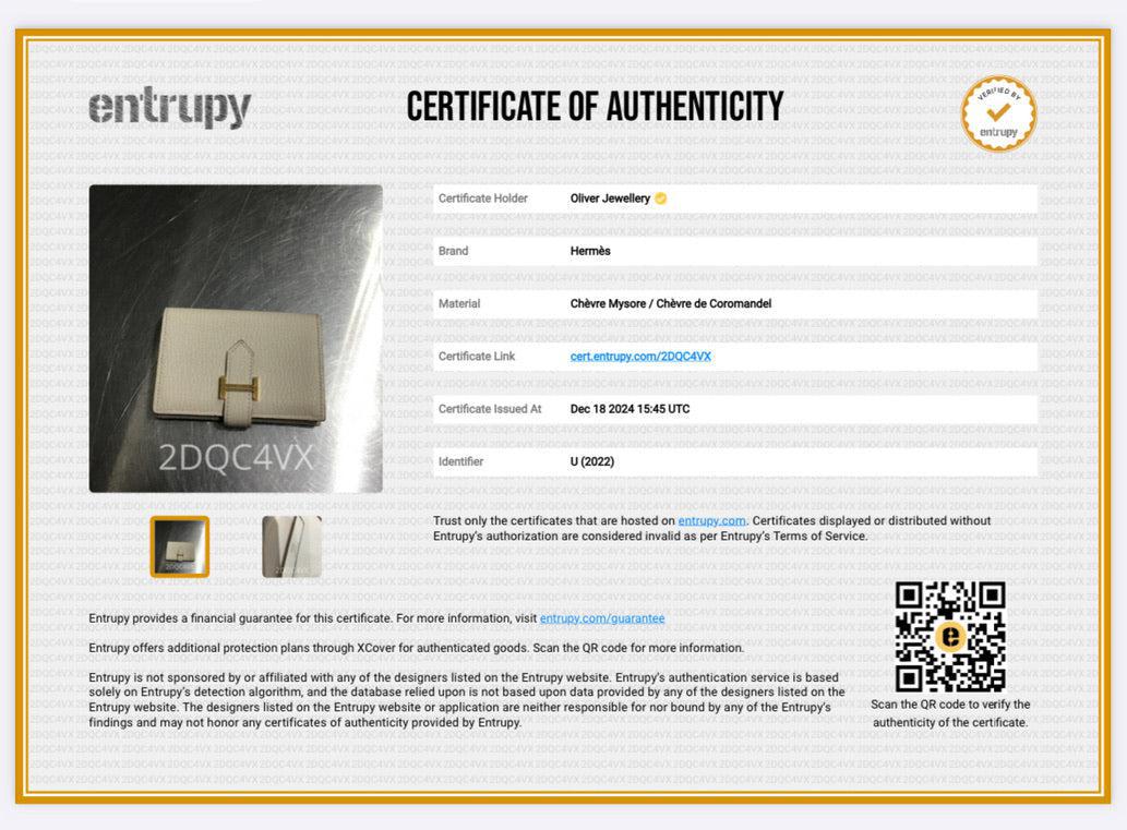 Hermes 2022 Nata Chevre Mysore Leather Bearn CardHolder w/ Box