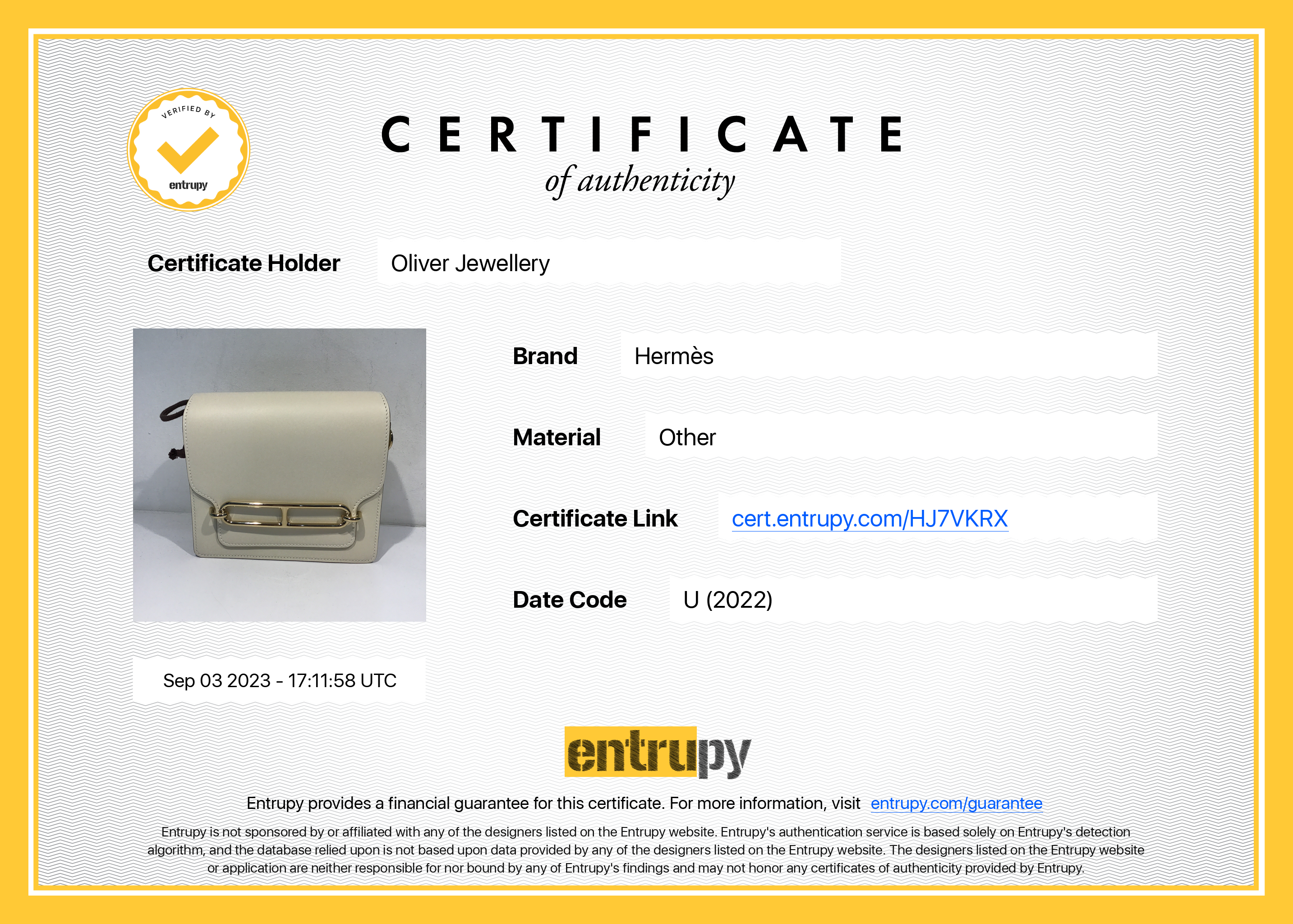 Hermes 2022 Nata Swift Leather Mini Sac Roulis 18 w/ Box