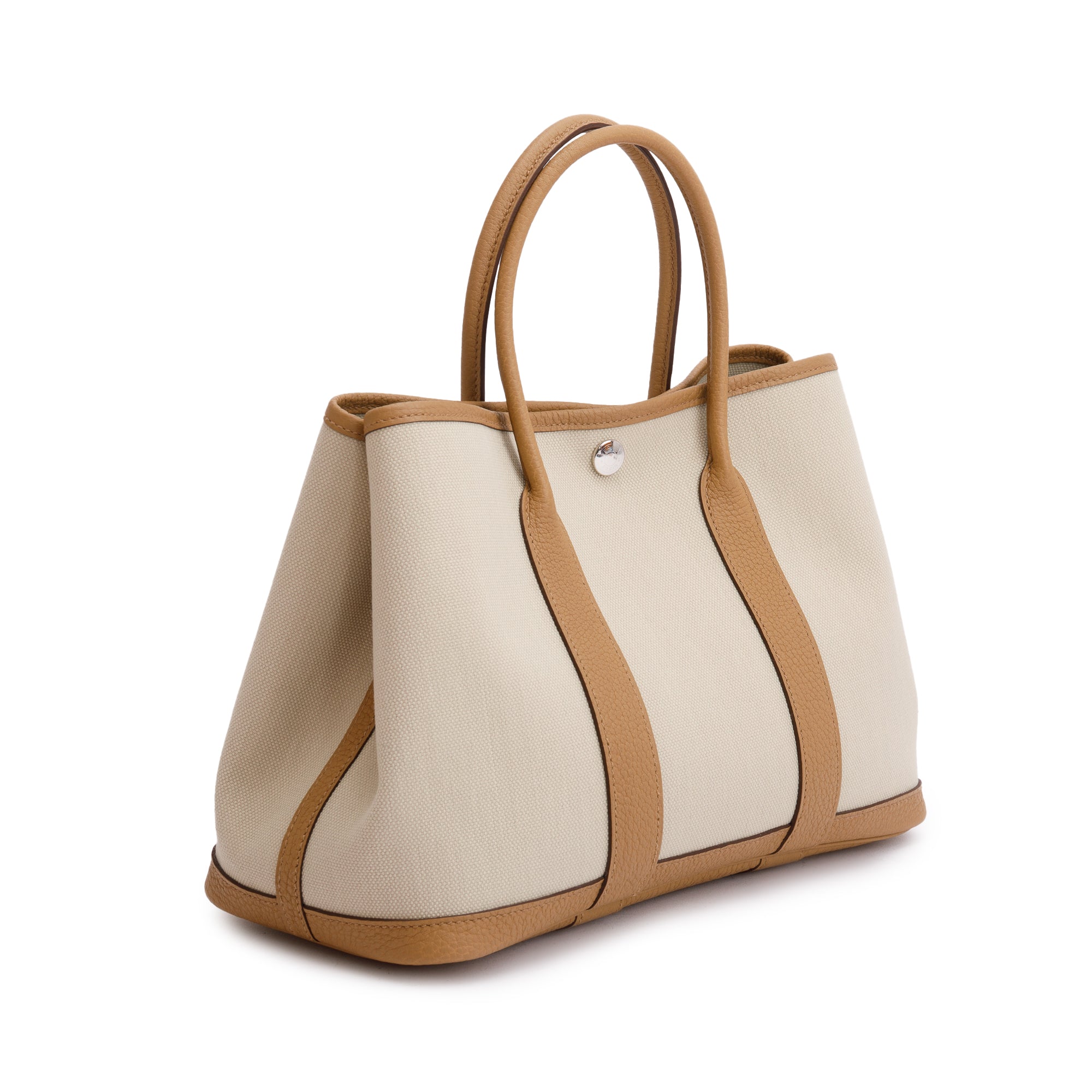 Hermes 2023 Beton/Bicuit Toile Militaire Veau Negonda Garden Party 30 w/ Box