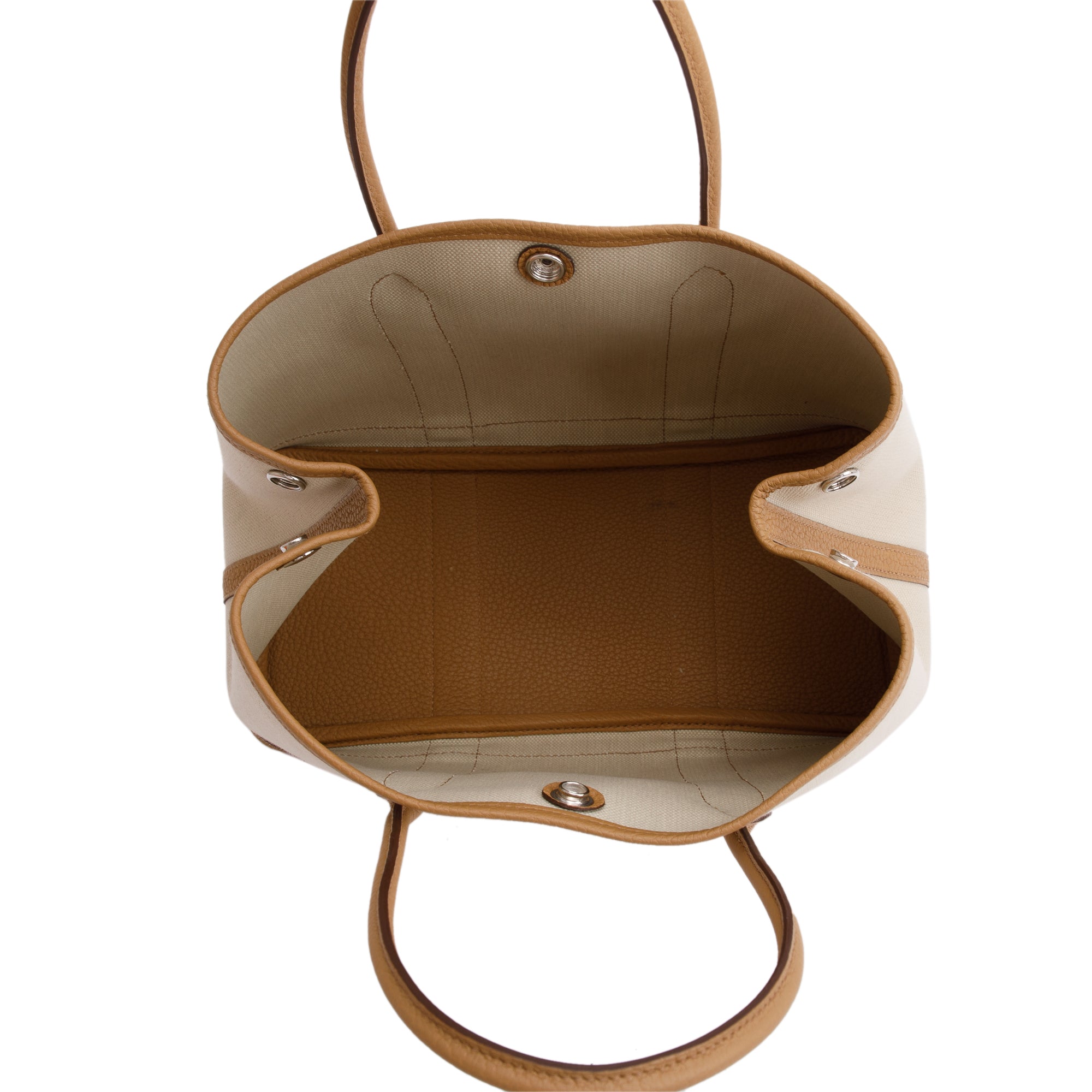 Hermes 2023 Beton/Bicuit Toile Militaire Veau Negonda Garden Party 30 w/ Box