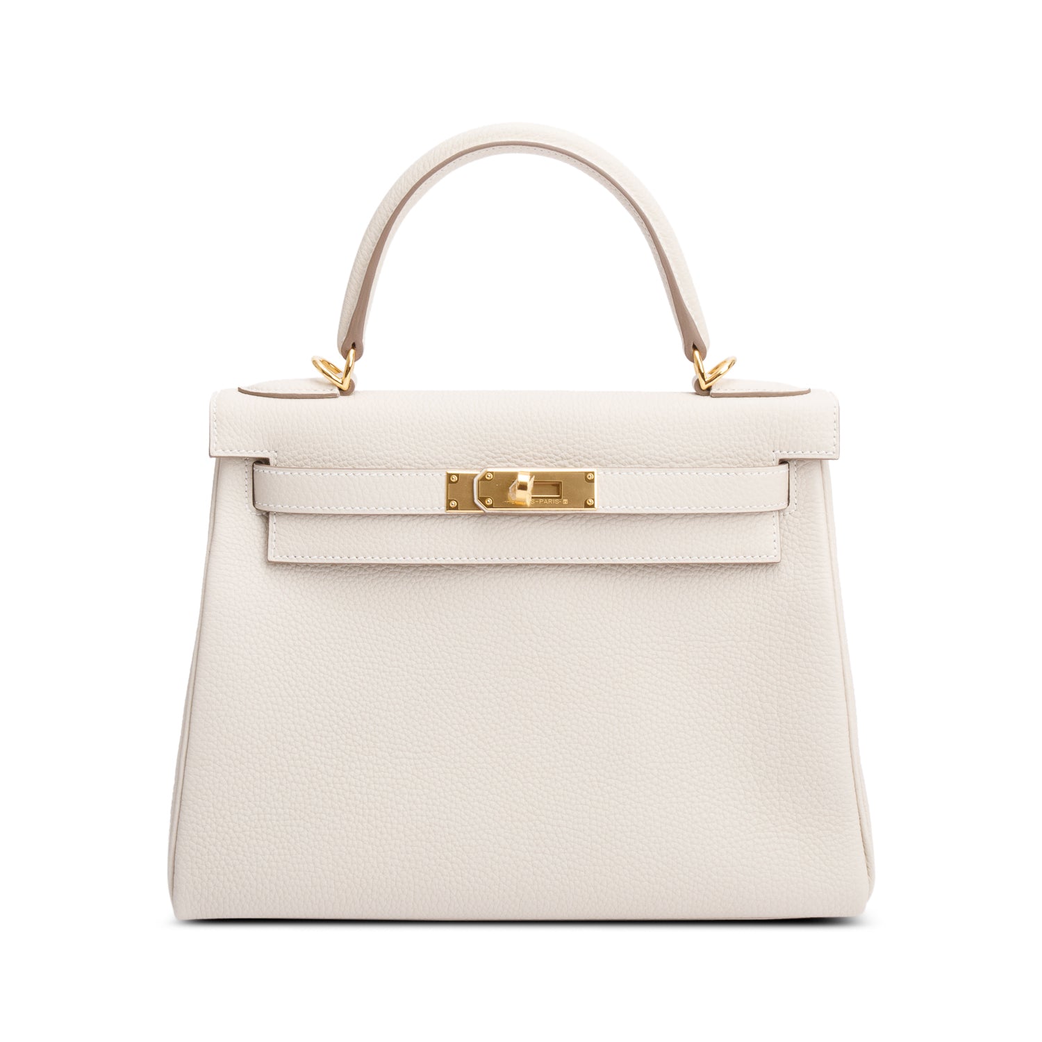 Hermes 2023 Craie Veau Togo Kelly II Retourne 28 w/ Strap & Box