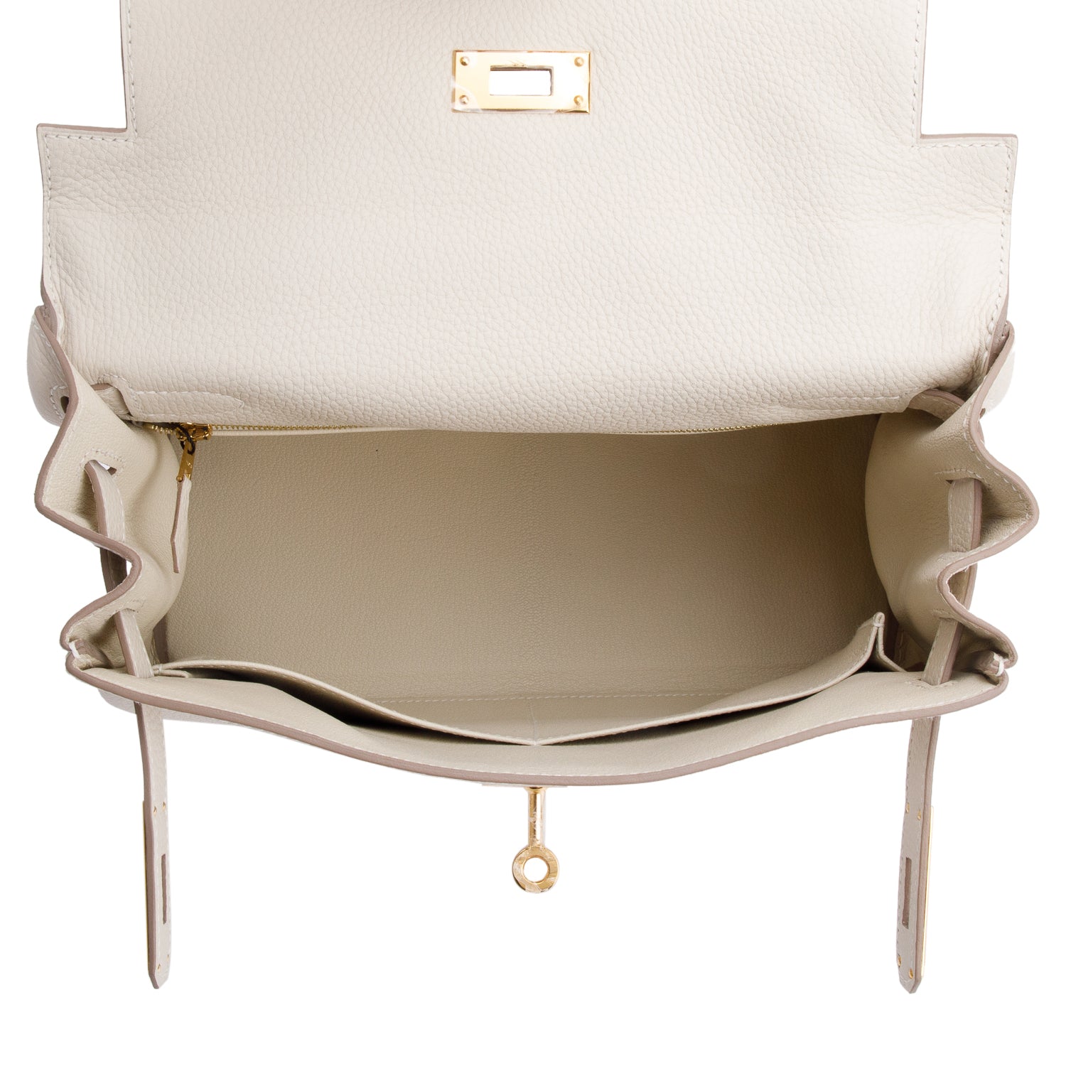 Hermes 2023 Craie Veau Togo Kelly II Retourne 28 w/ Strap & Box